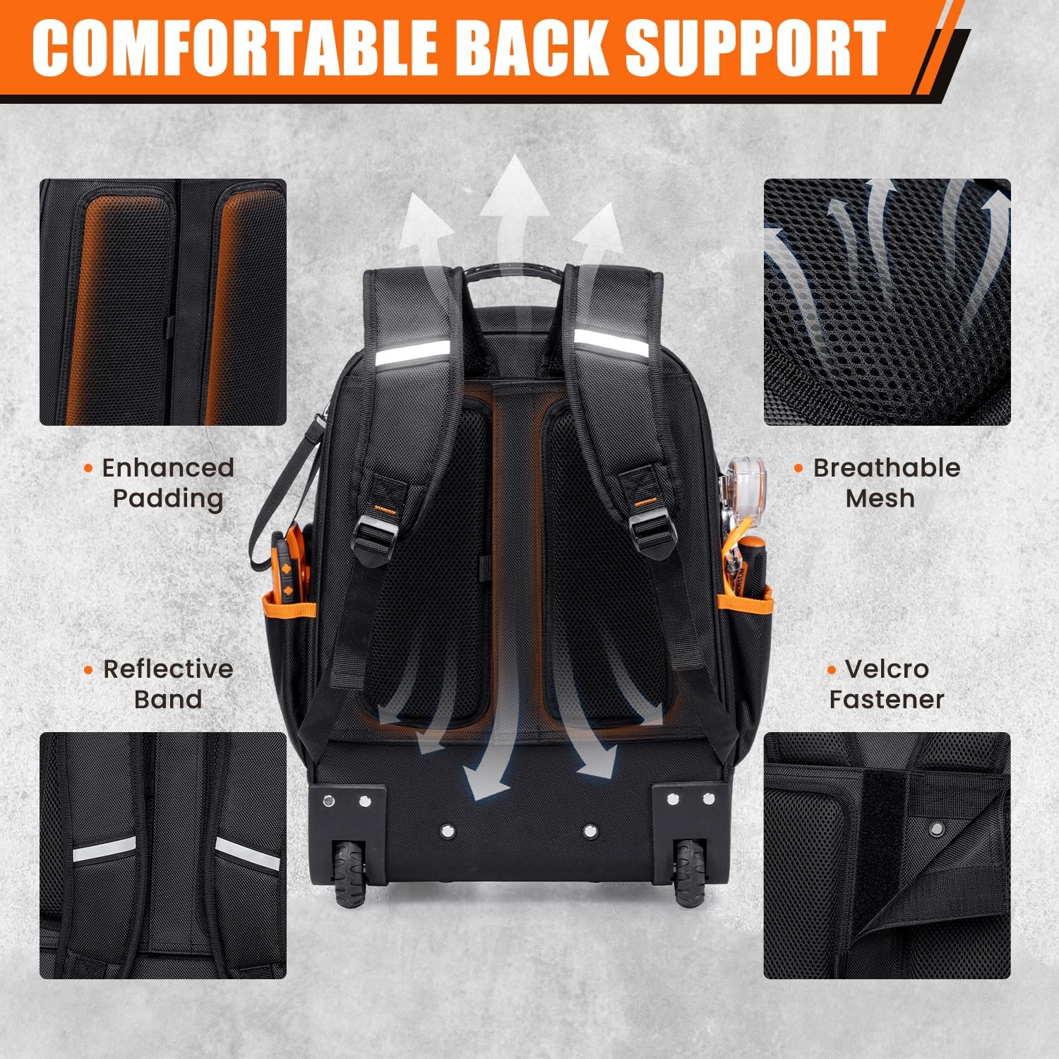 Wheeled Backpack for Heavy Duty Construction Tools