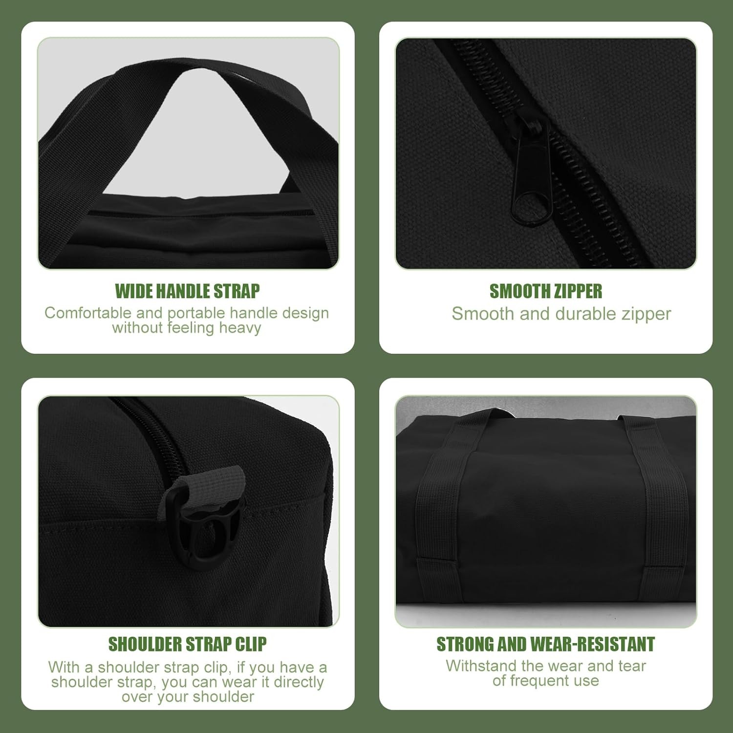 Small Tool Bag,Close Top Wide Mouth Organizer Bag,Large 12 Inch, black
