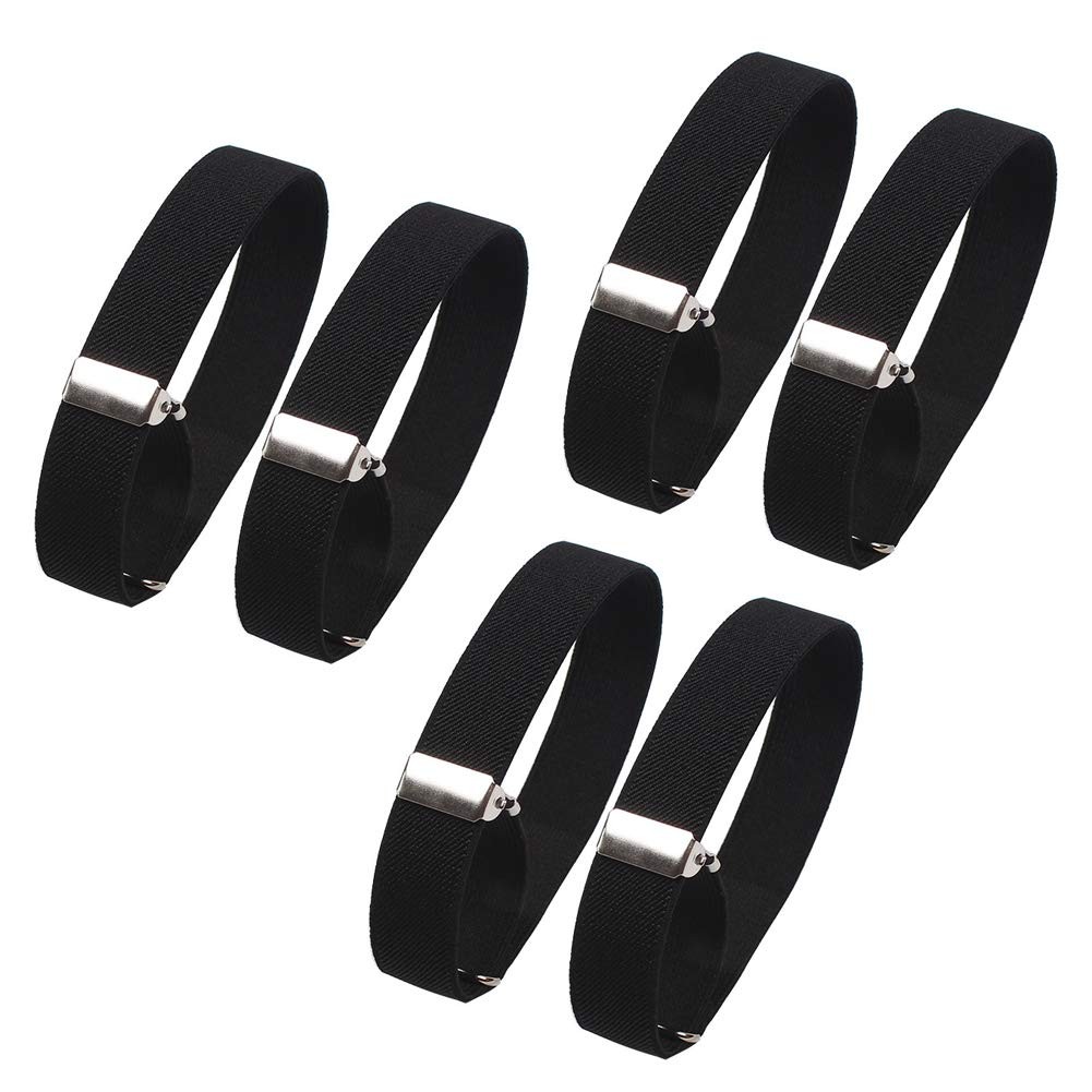 6 Pieces (3 Pairs) Elastic Adjustable Armbands Sleeve 2.0 cm × 32 cm, Black