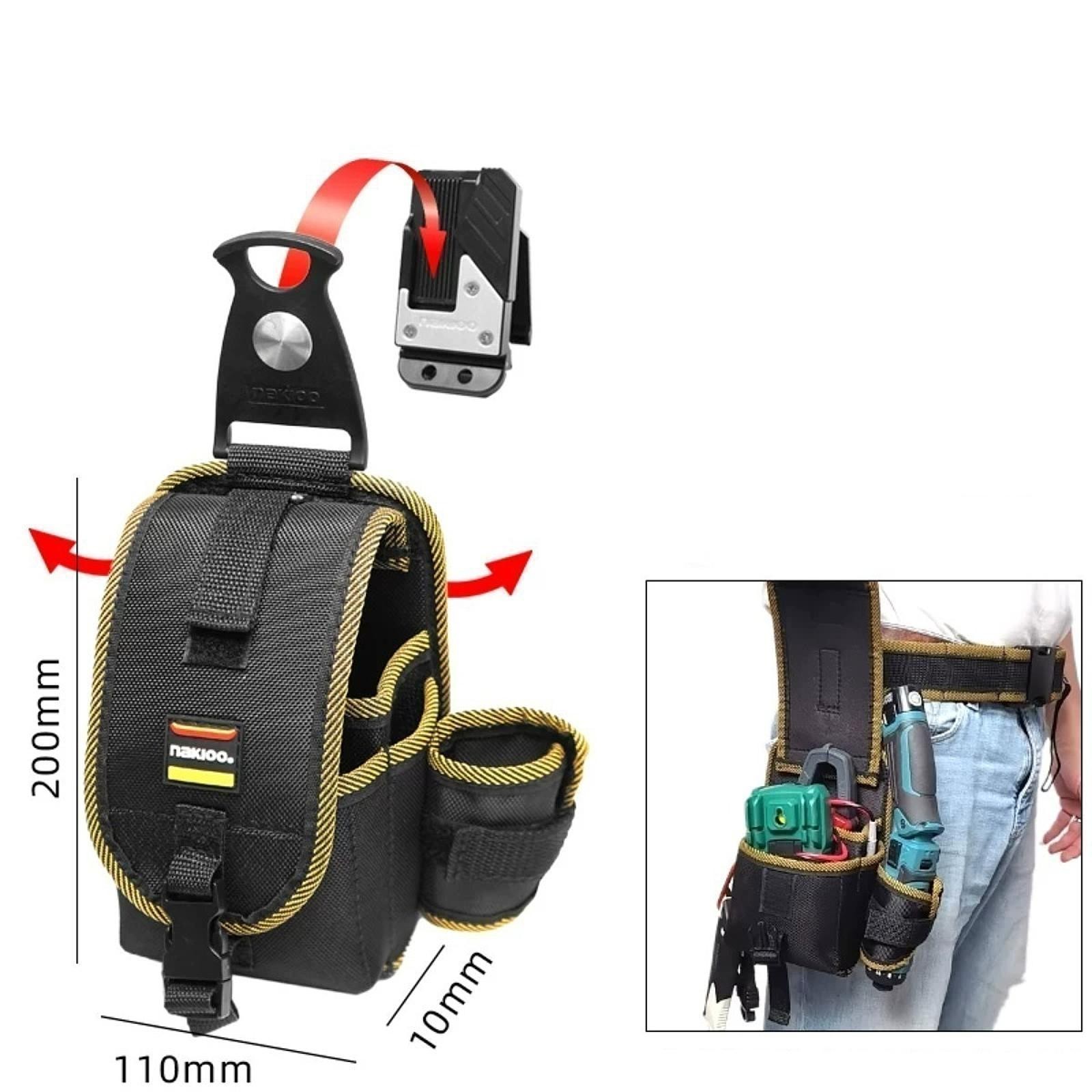 Rotatable Easily Clip Tool Pouch Belt Bag Black Travel High Performance Oxford