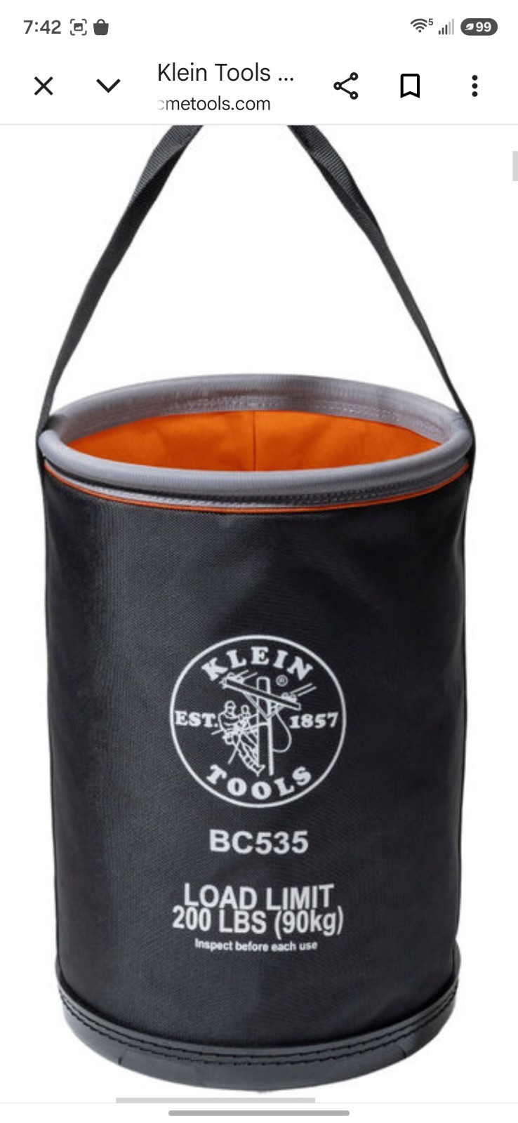 Klein 200 Pound Load Capacity Bucket