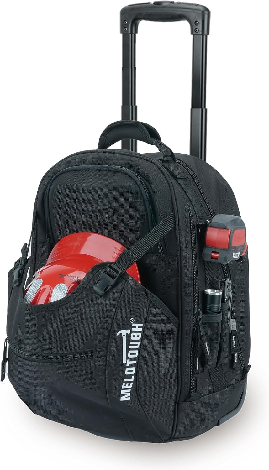Wheeled Tool Bag with 35 Pockets & Laptop Sleeve – Water Resistant Design