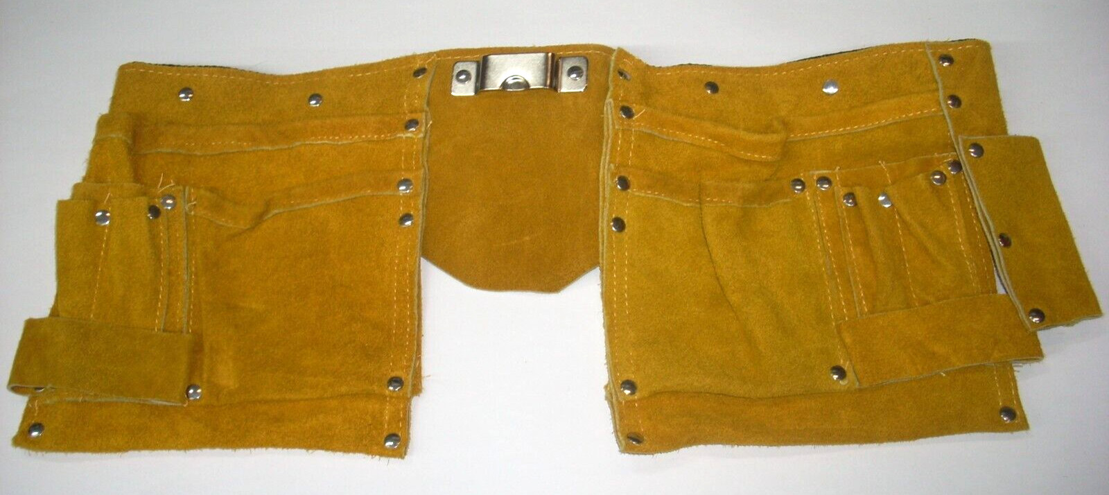 Leather Tool Belt 14 Pockets Straps 20 in W x 8 in H w Adjustable Belt 46″ Long