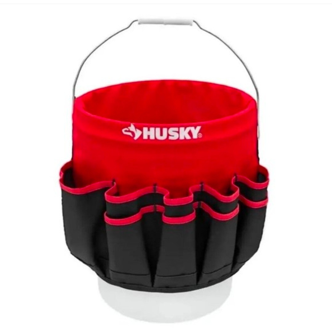 Husky Bucket Jockey Tool Organizer 30 Pocket 5 Gallon Red Black