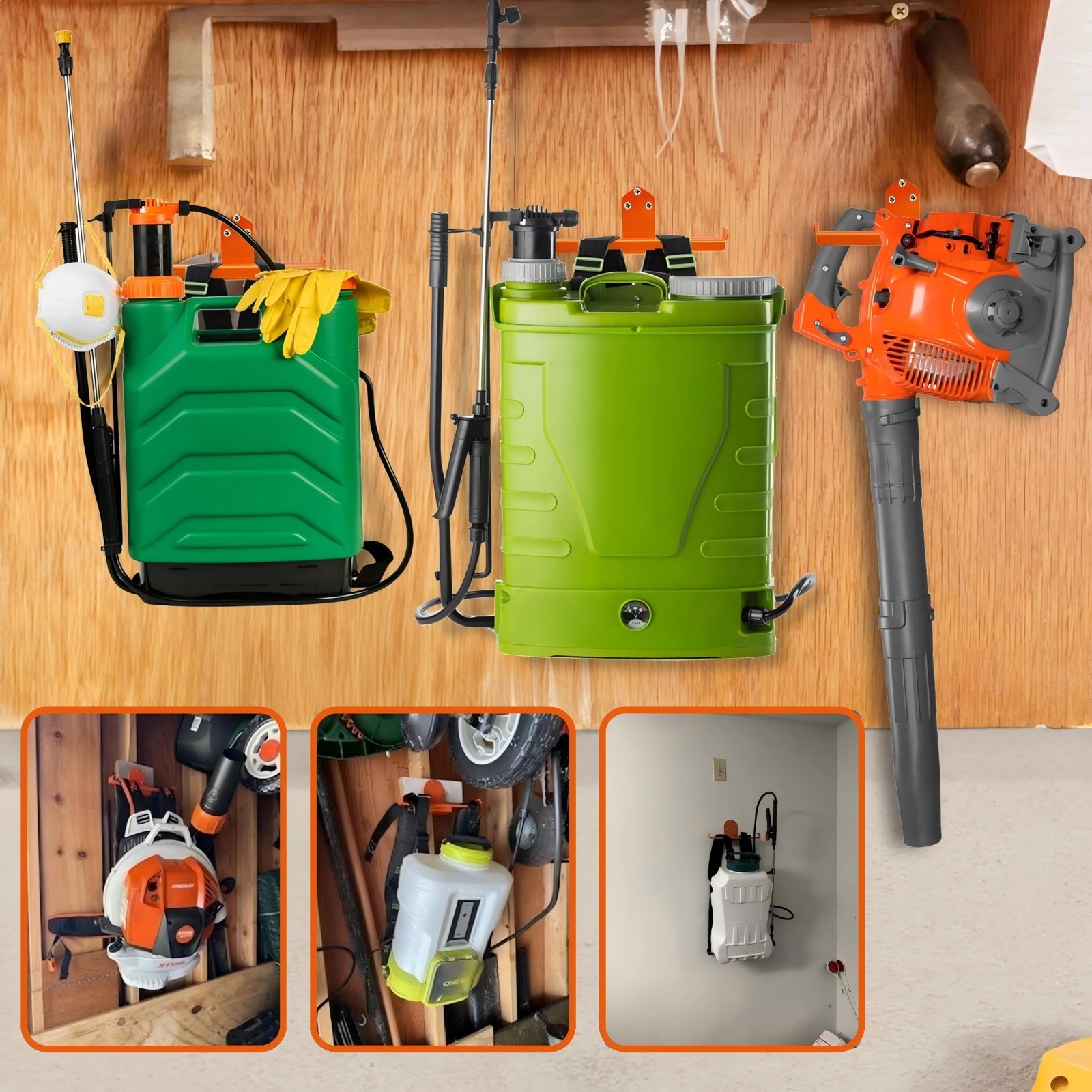 Heavy Duty Backpack Leaf Blower Wall Mount Rack Garage Organizer 150lb Steel New