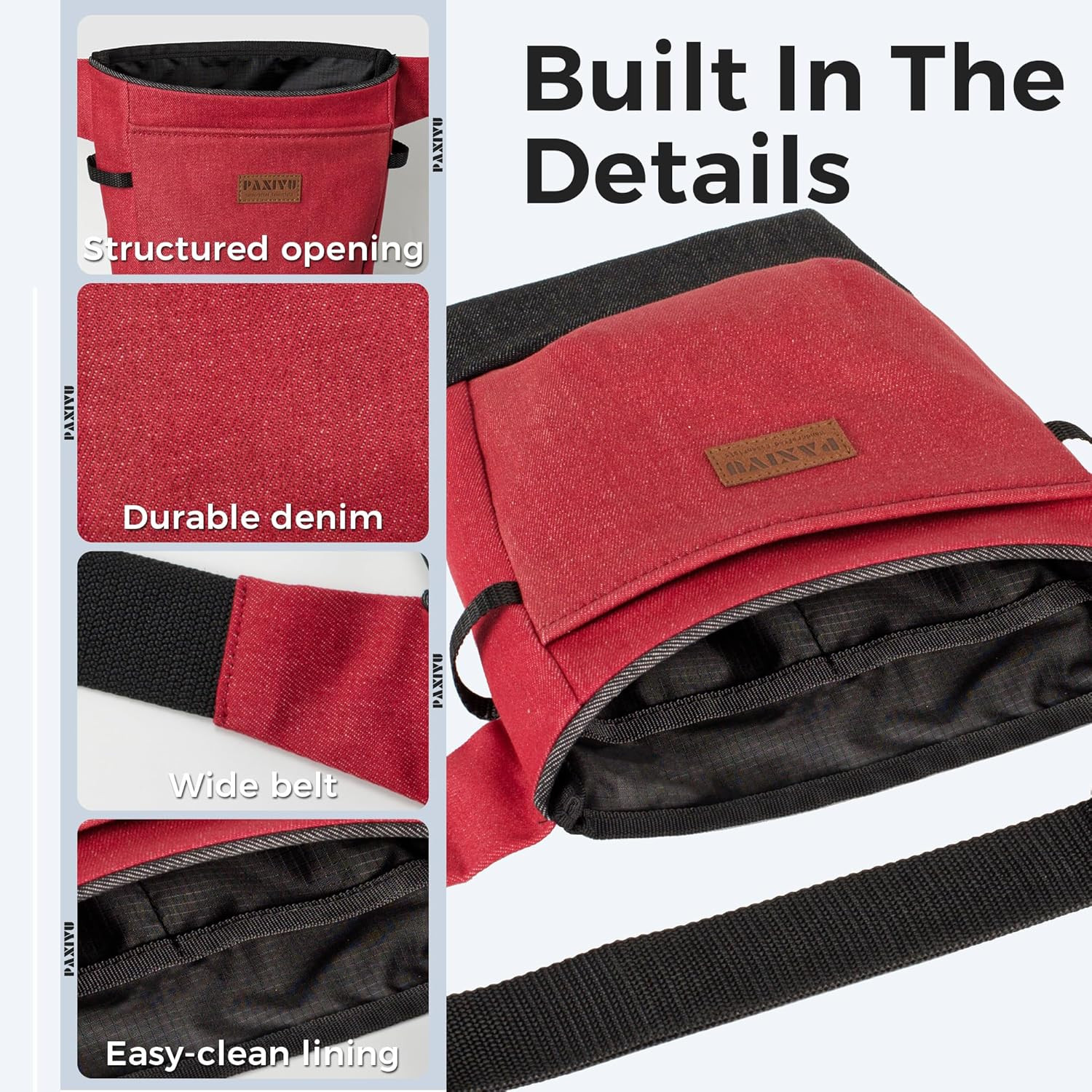 Garden Tool Belt for Women & Men, Burgundy Red Denim Apron with Pockets, Structu