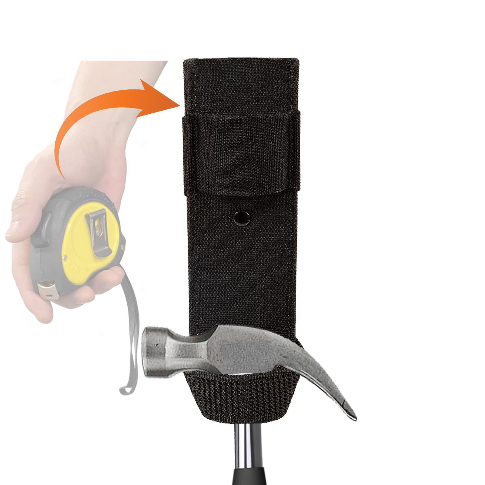 Hammer Holder Loop,Hammer Holster Clip on 7″ X 2″ Tool Belt and Tape Measure