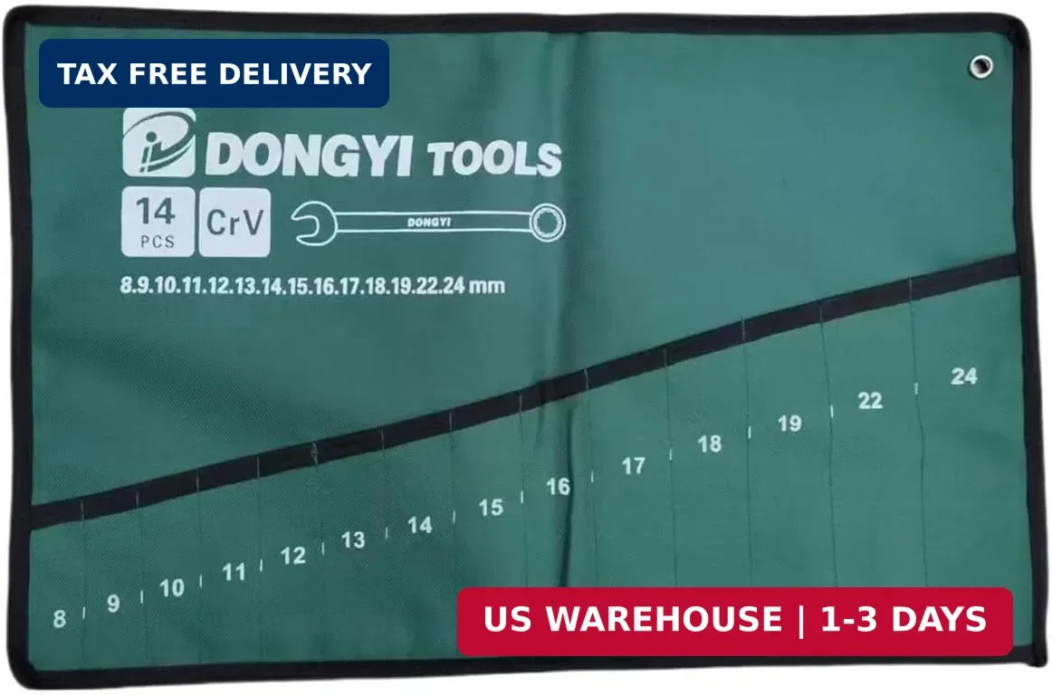 2 Pack Wrench Roll Up Pouch Wrench Set Roll Organizer 14 Pocket Slot Canvas Tool