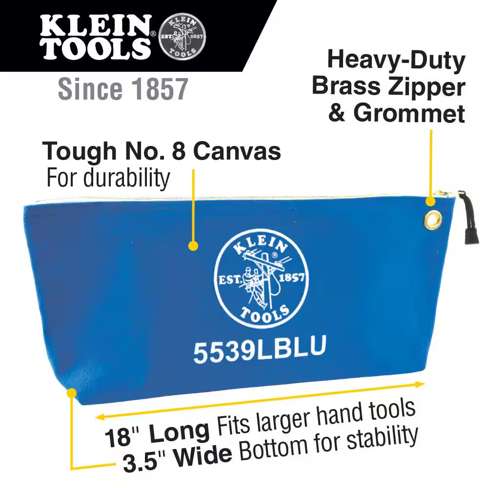 18 In. Canvas Tool Bag with Zipper in Blue