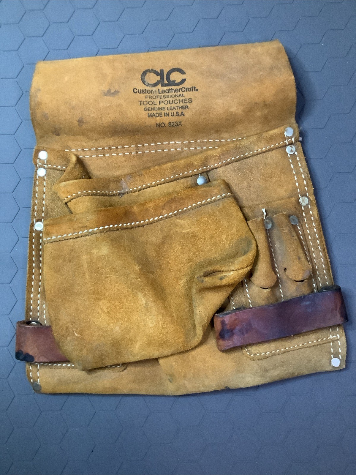 Vintage Custom Leather Craft No. 823X Work Gear Tool Pouch Belt Made In USA