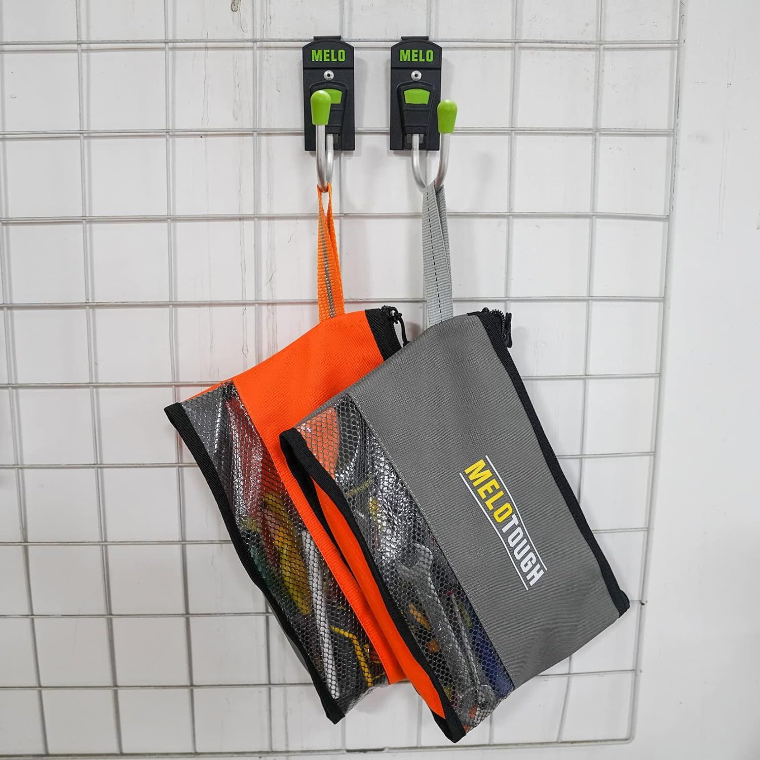 Melo Tough Multi Small Tool Pouch Bag 12inch, Grey&Orange(2 pack)