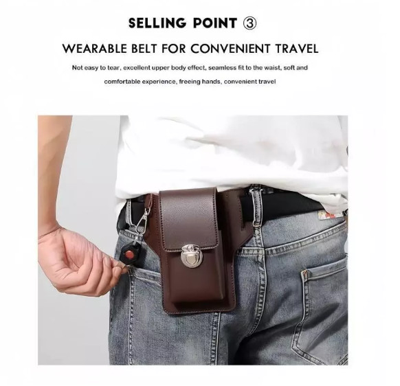 Universal Cell Phone Belt Pack Bag Waist Holster Pouch Vertical Type With Pouch