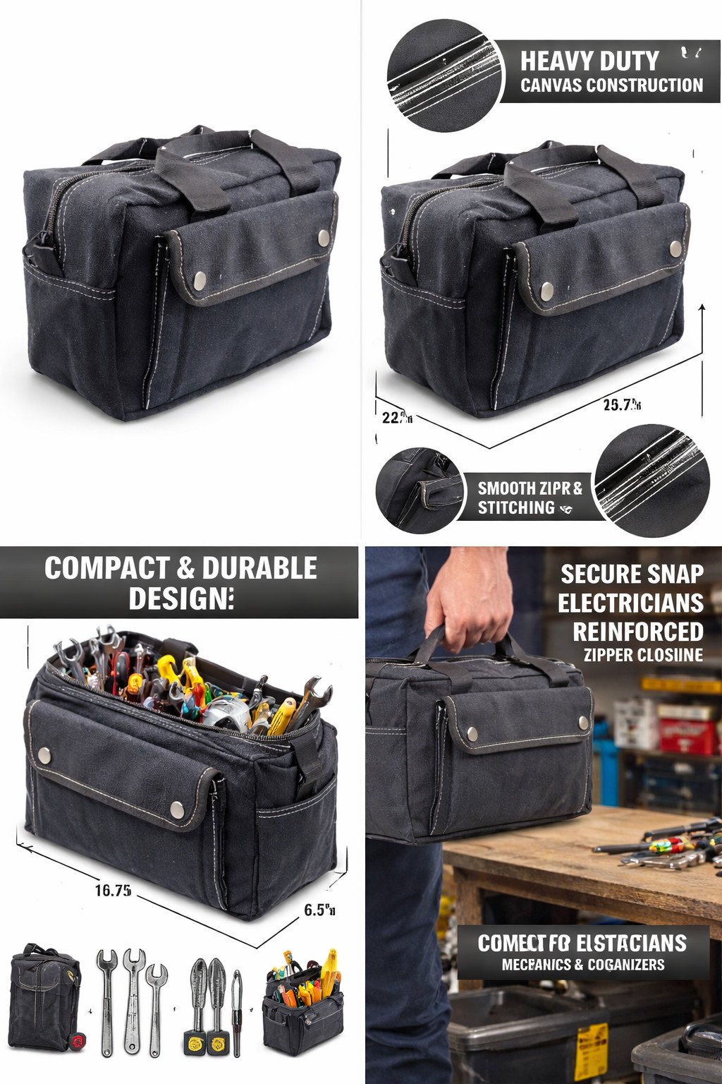 Canvas Military Duffle Bag Water-Resistant Double Zipper Heavy Duty-USA STOCK
