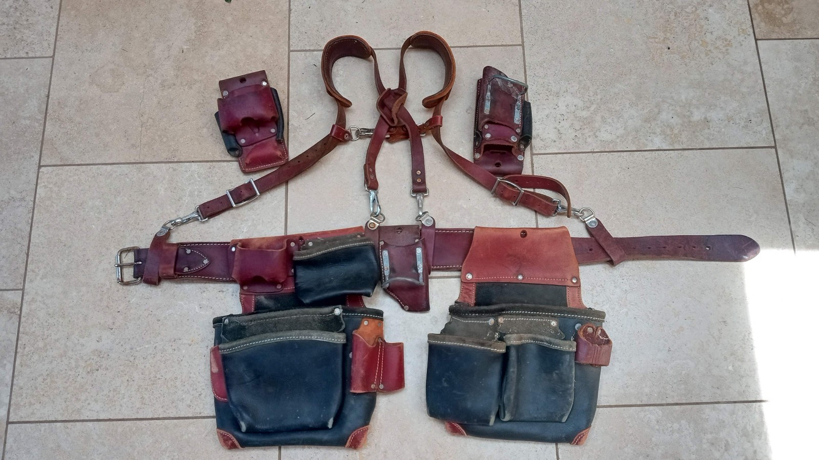 Complete Occendental Leather Tool Belt Susspenders Bags Made in USA