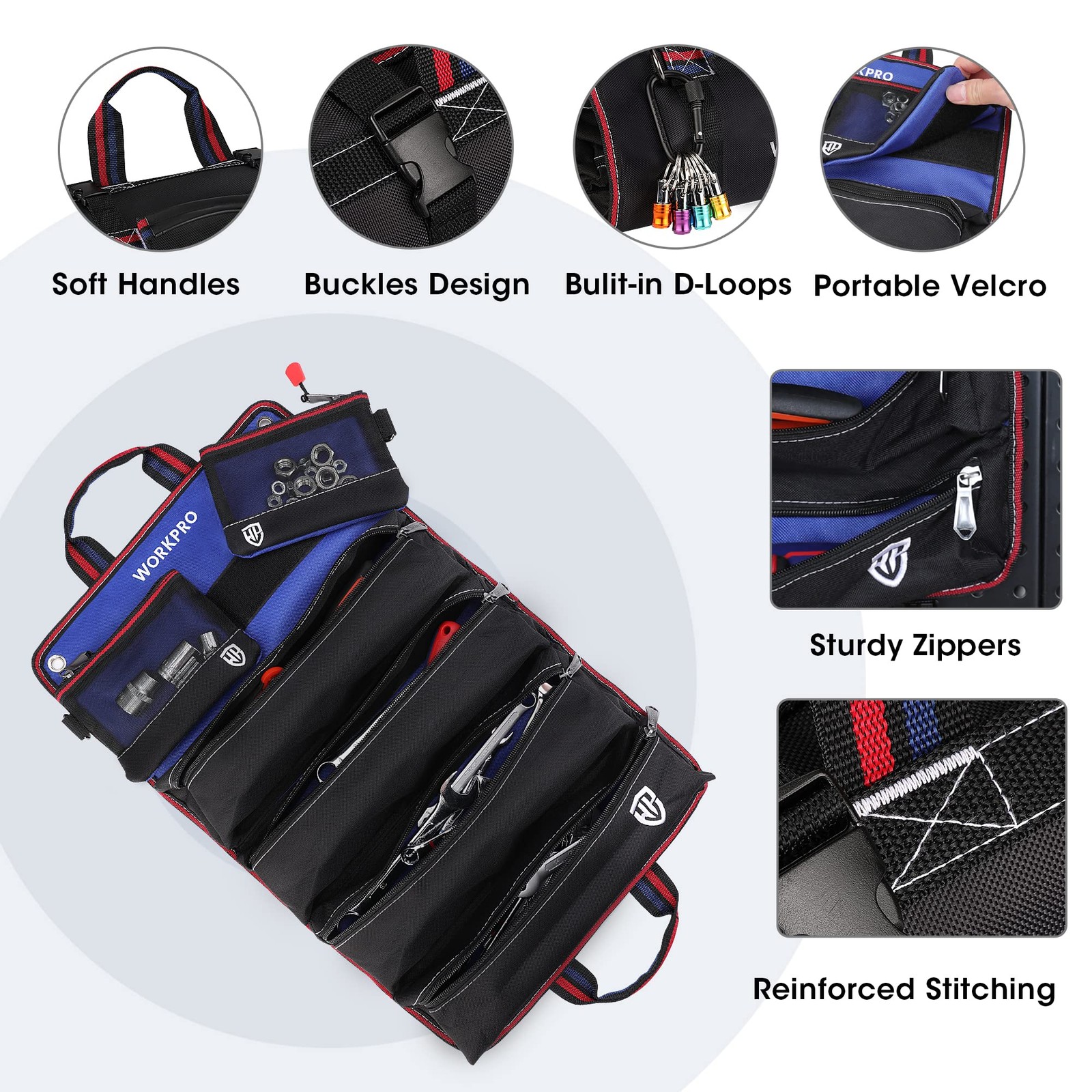 WORKPRO Roll Up Tool Bag, Bag with 22 inches x 14 inches, Black