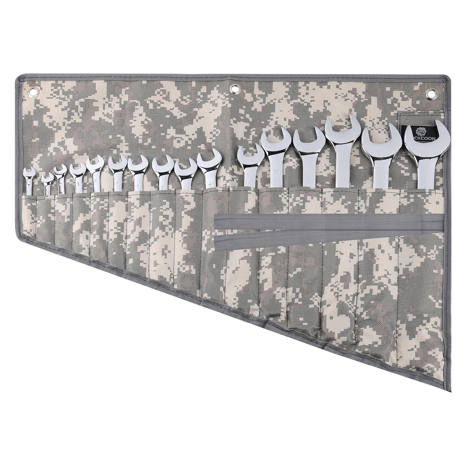 16 Pocket Wrench Roll Organizer Waterproof Oxford Tool Pouch Bag Camouflage Hang