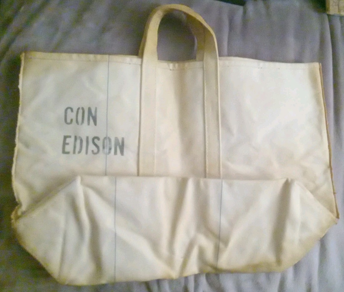 Vintage Con Edison Heavy Canvas Tote Tool Bag White