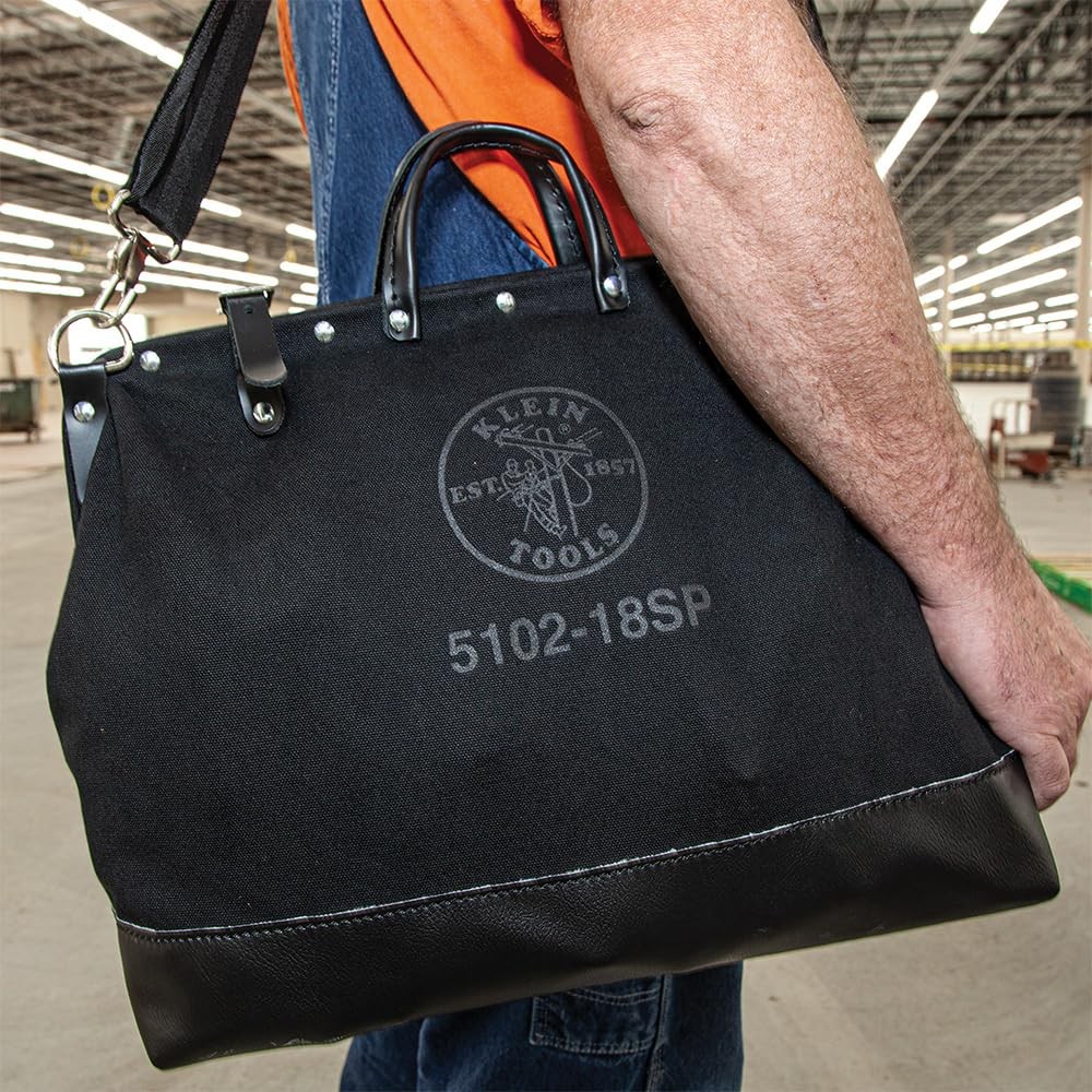 Klein Tools 18 Inch Black Portable Tool Box Heavy Duty Canvas Tote Bag