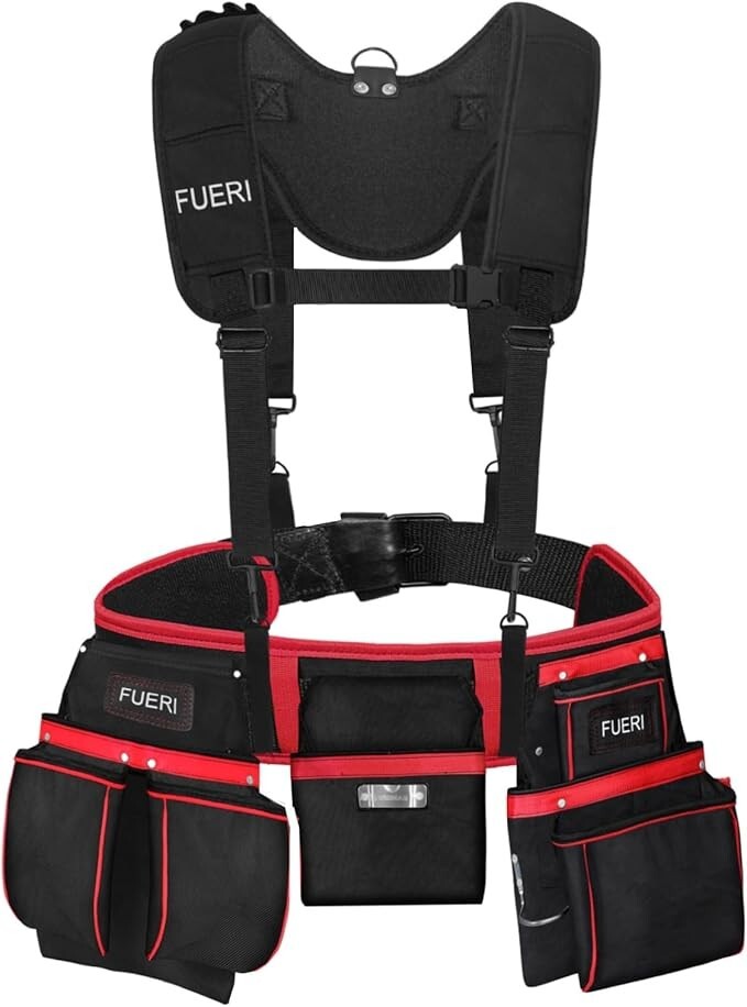 FUERI Cordura Tool Belt for Carpenters Heavy Duty Adjustable Tool Pouch Bag