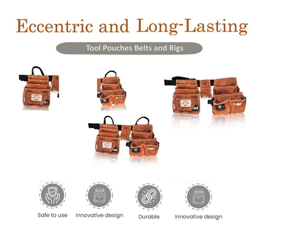 Professional Grade Heavy Duty Suede Leather Framer Roofer Belt with Handles