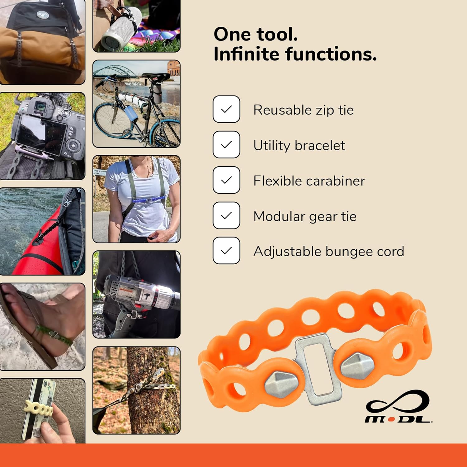 Infinity Tool™ 2.0 Modular Straps (4-Pack) – Flexible Multi-Tool, Gear Strap, We