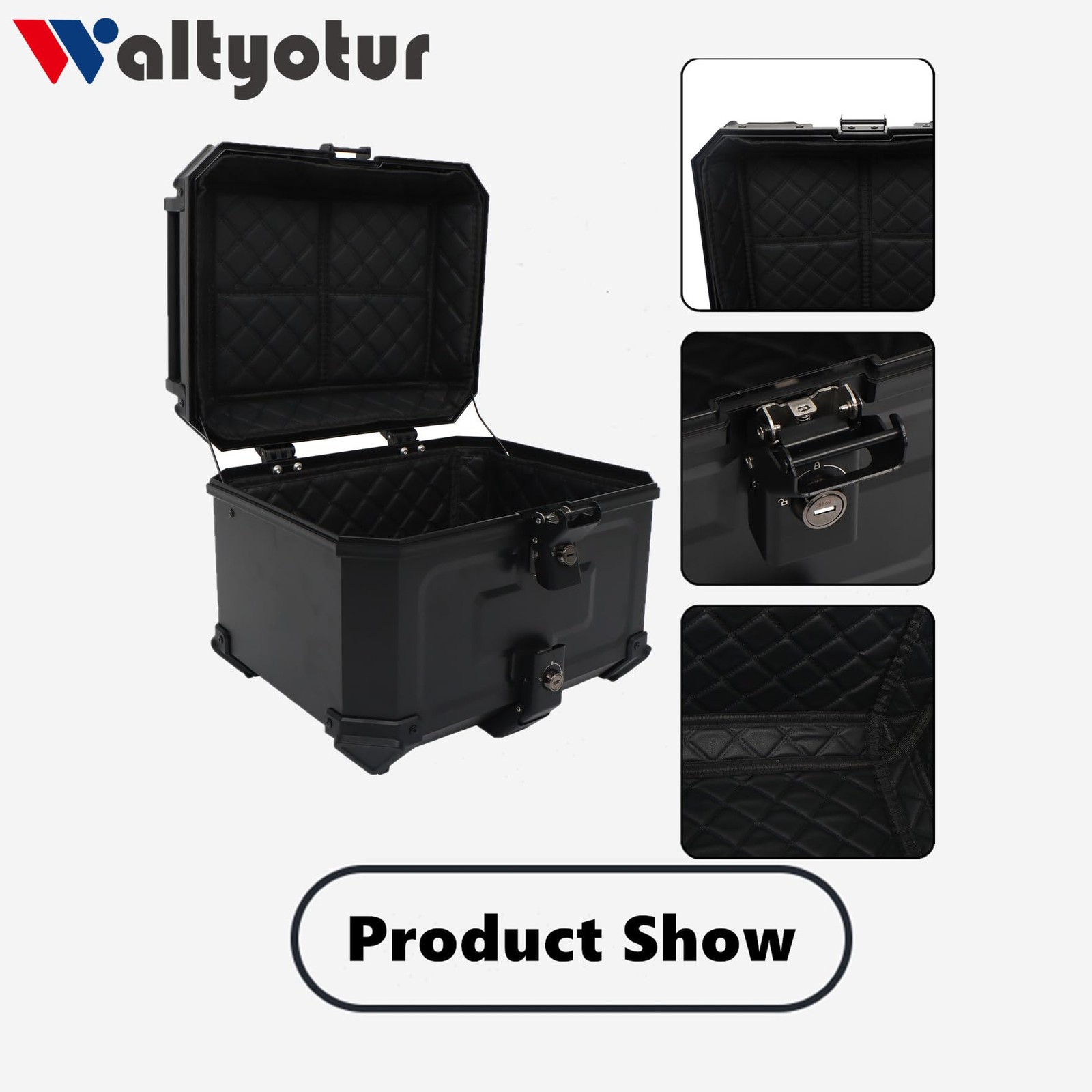 Motorcycle 45L ABS Aluminum Tailbox with Security Lock Black