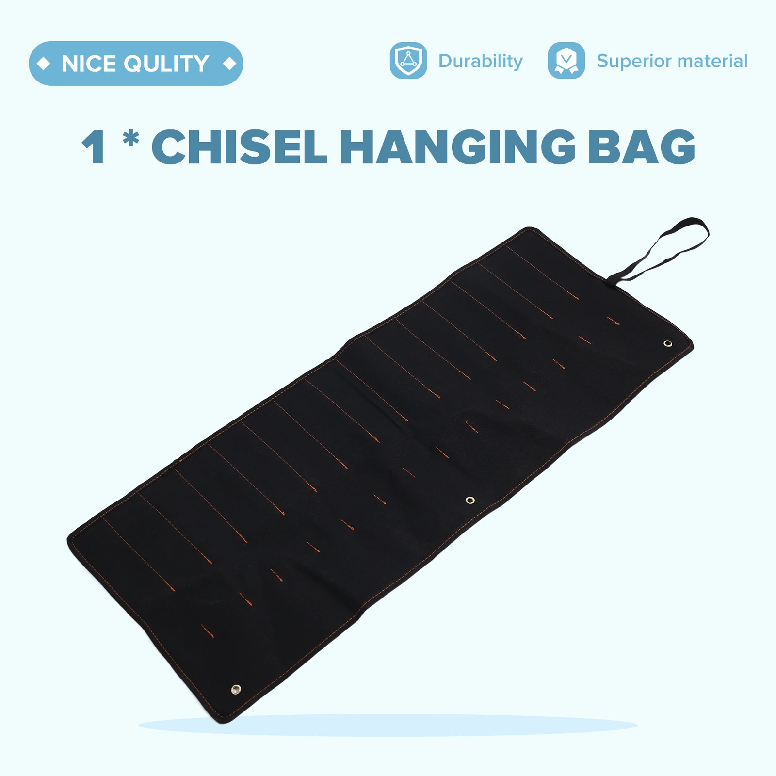 Chisel hanging bag Canvas Tool Roll Holder Wrench Pouch 15 Pockets for 1296