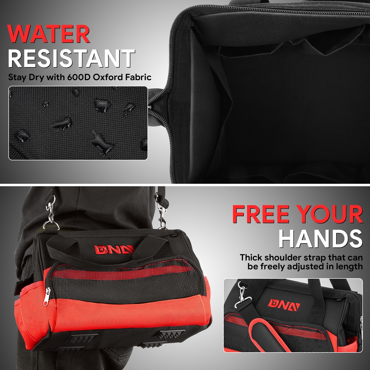 12in Waterproof Heavy Duty Canvas Storage Tool Bag w/ Adjustable Shoulder Strap