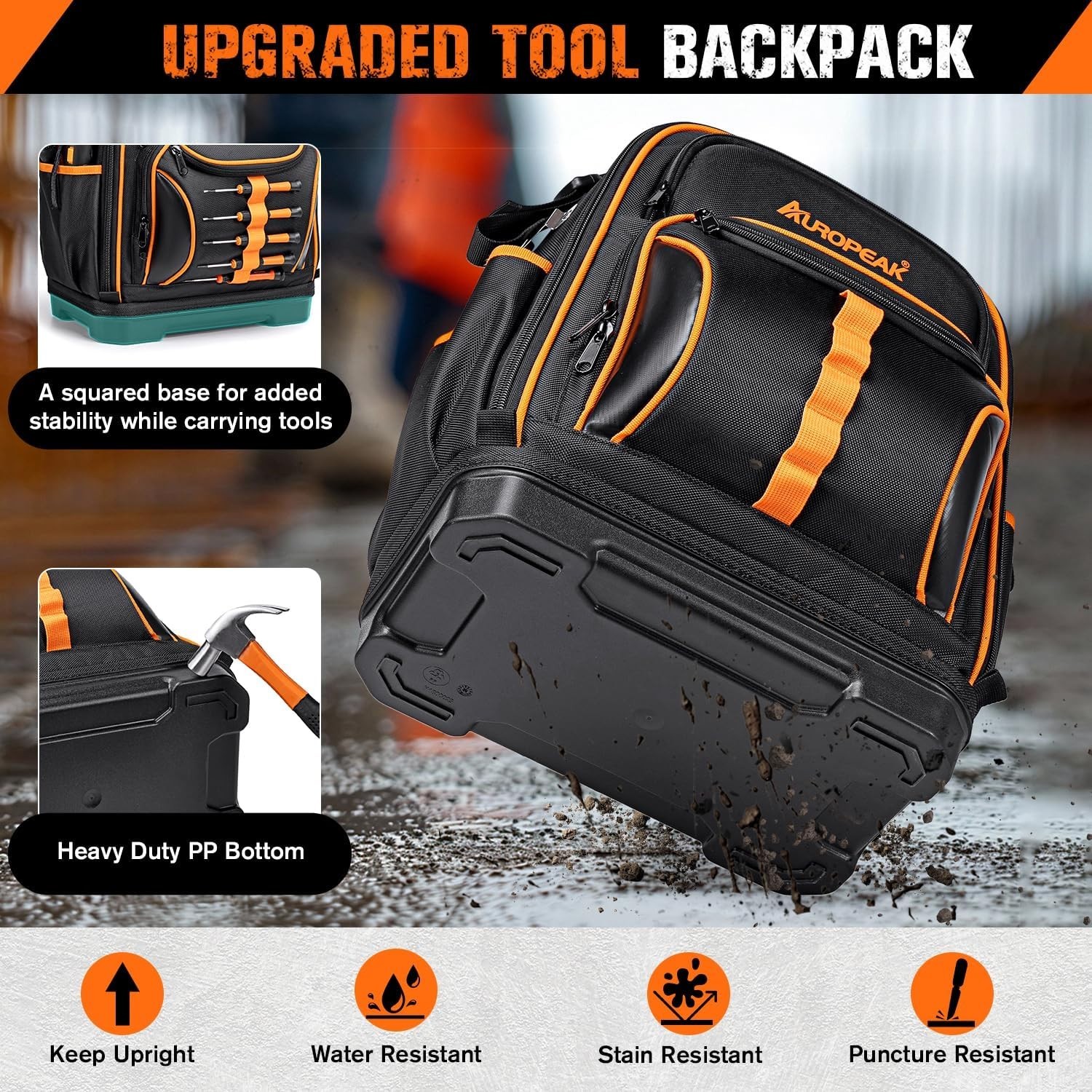 Durable Waterproof 73 Pocket Tool Backpack with Laptop Compartment – Heavy Duty