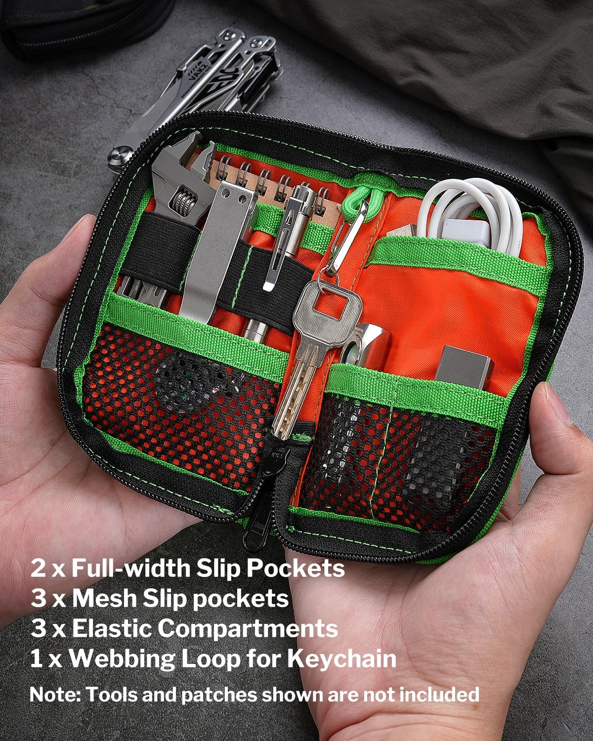 VE10 EDC Pouch Small Pocket Tool Pouch with 10 Compartments, Men’s Pocket Org…