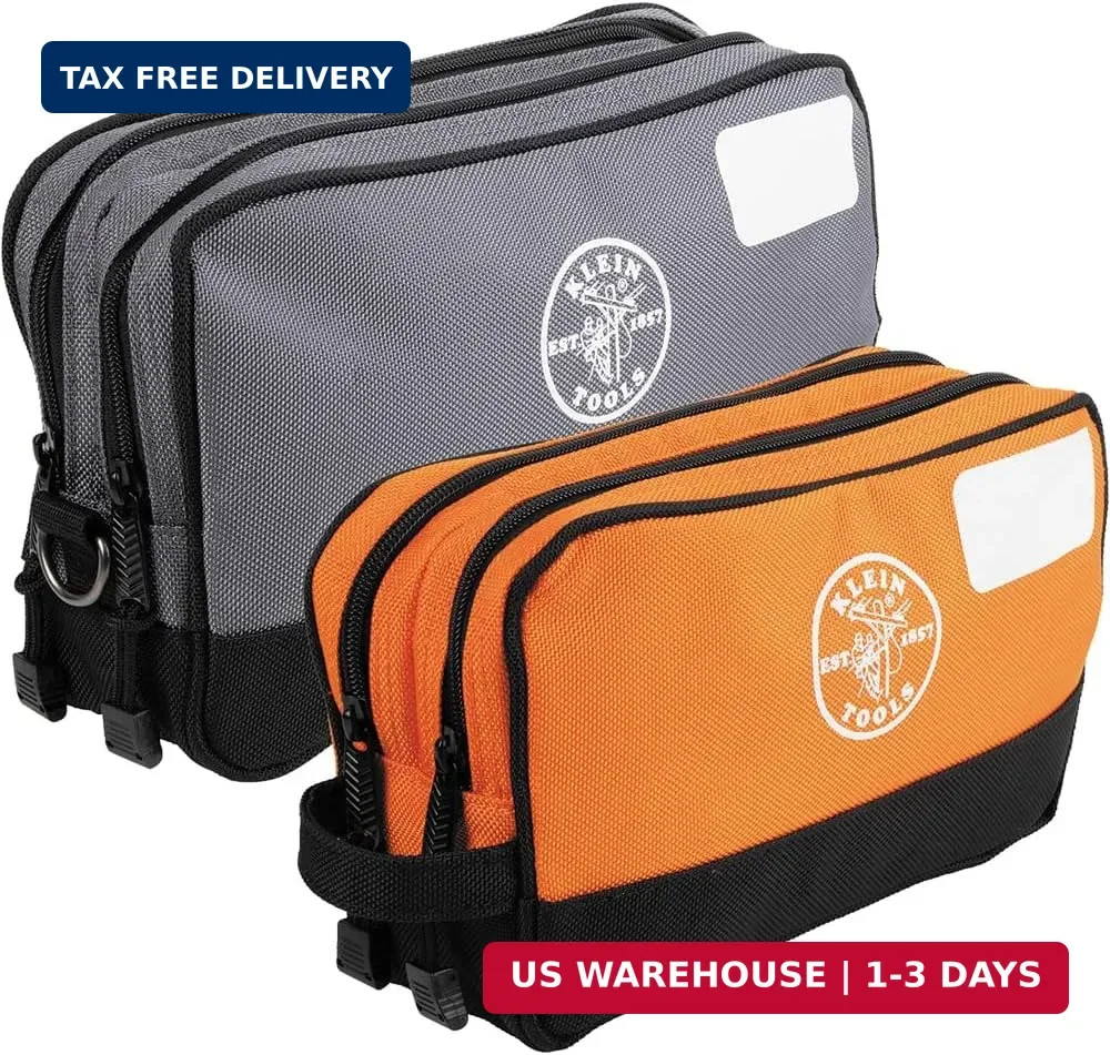 Klein Tools Tool Pouch, Dual Compartments, Heavy-Duty Tool Bag Organizer, Multip