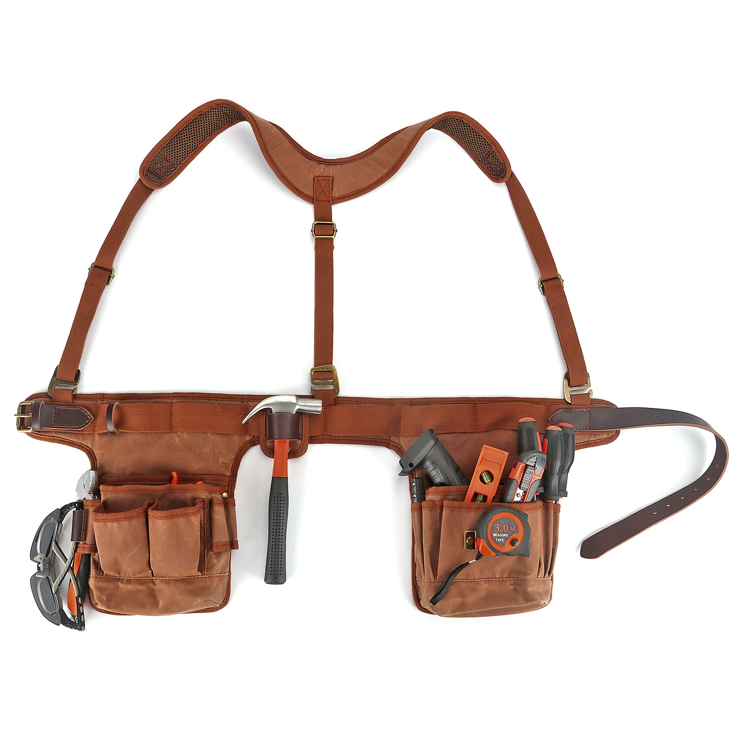 TOURBON Work Tool Belt Suspender Drill Pouch Holder Electricians Carpenters Vest