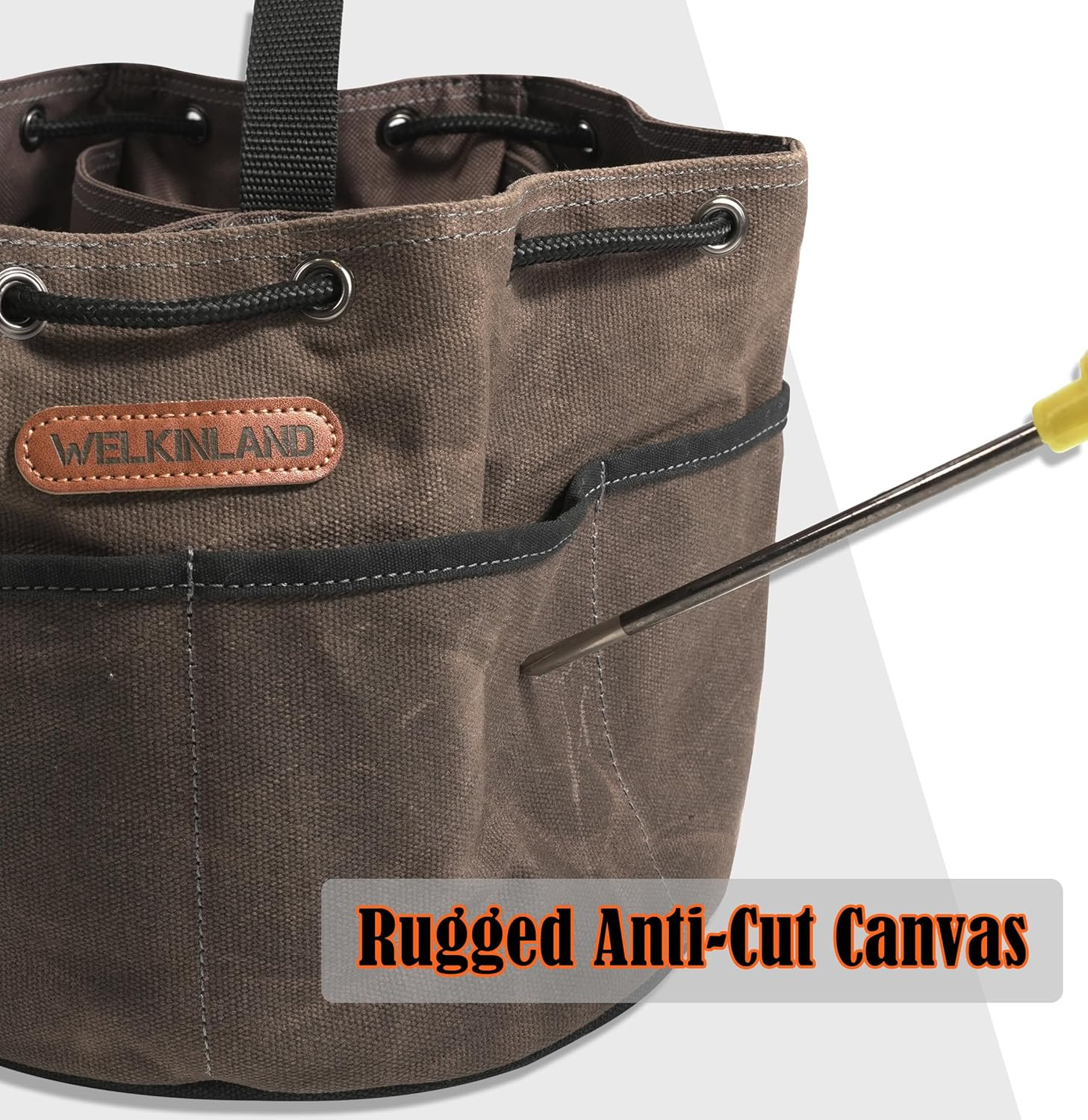 12-Pockets Canvas Screw Bags, Heavy-Duty Screws Pouch, Standup Parachute Tools B