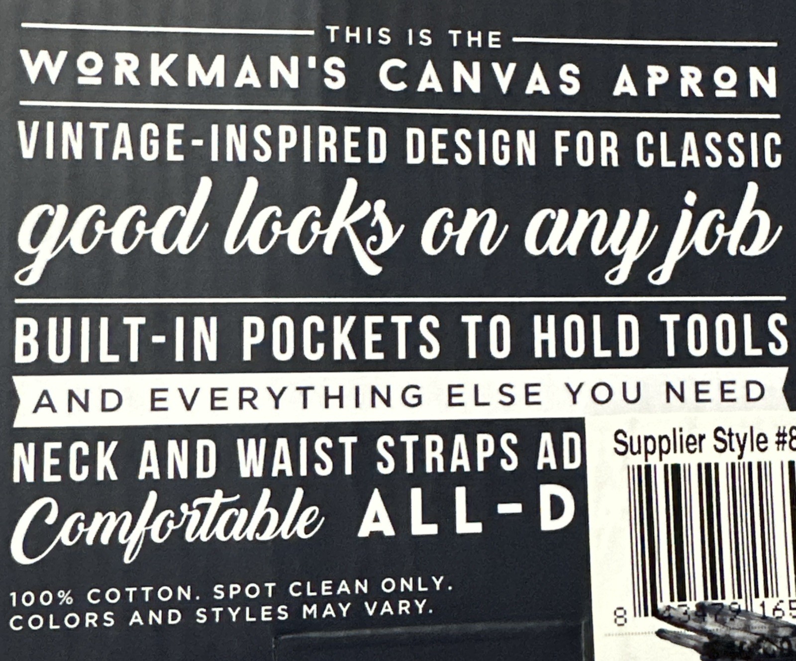 Workman’s Canvas Apron-Leather Straps-Durable Canvas-Hammer&Axe-Brand New Cotton