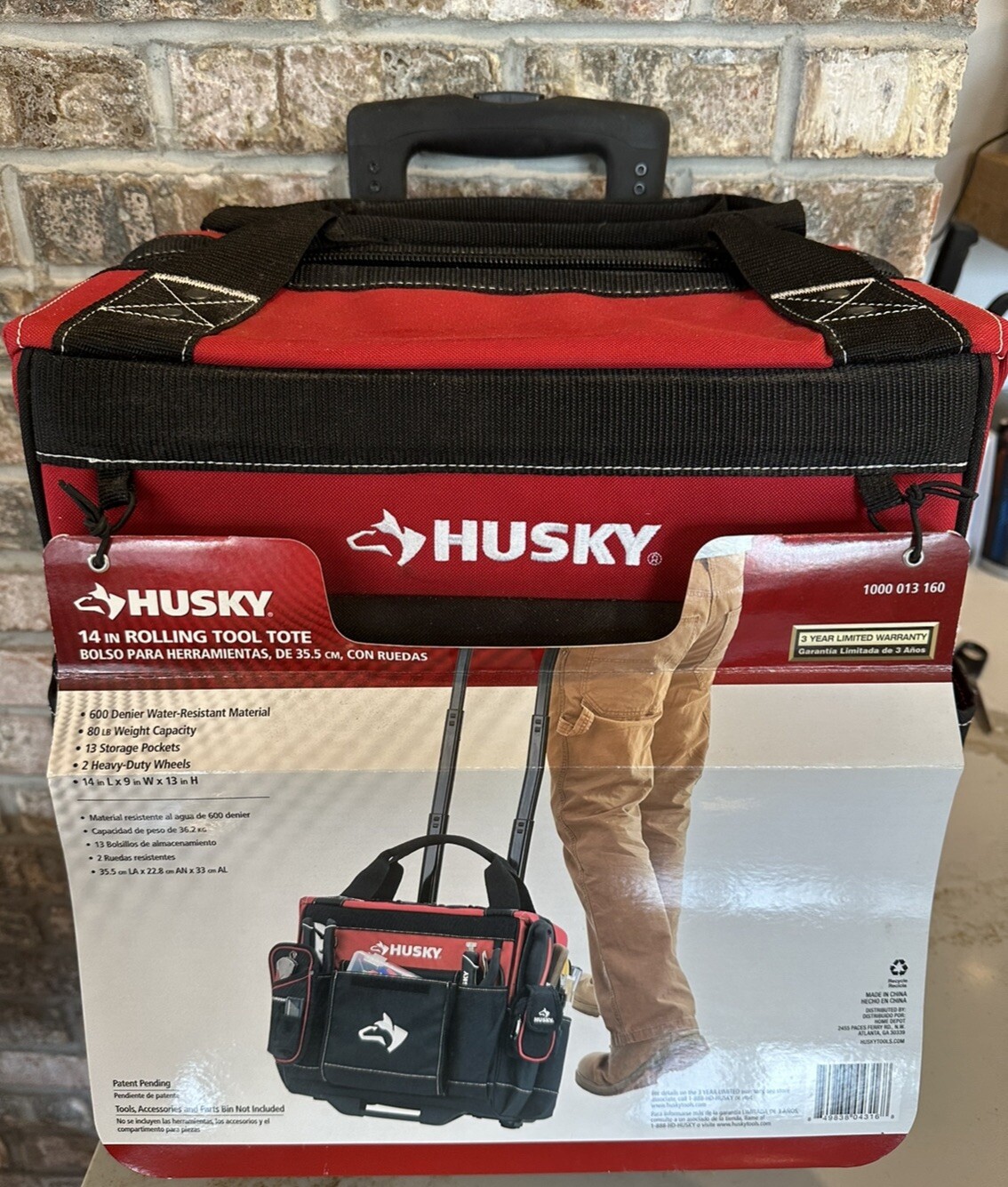 Husky 14 in 13 Pocket Rolling Tool Bag Holds Up to 80 Lbs in Large Compartment