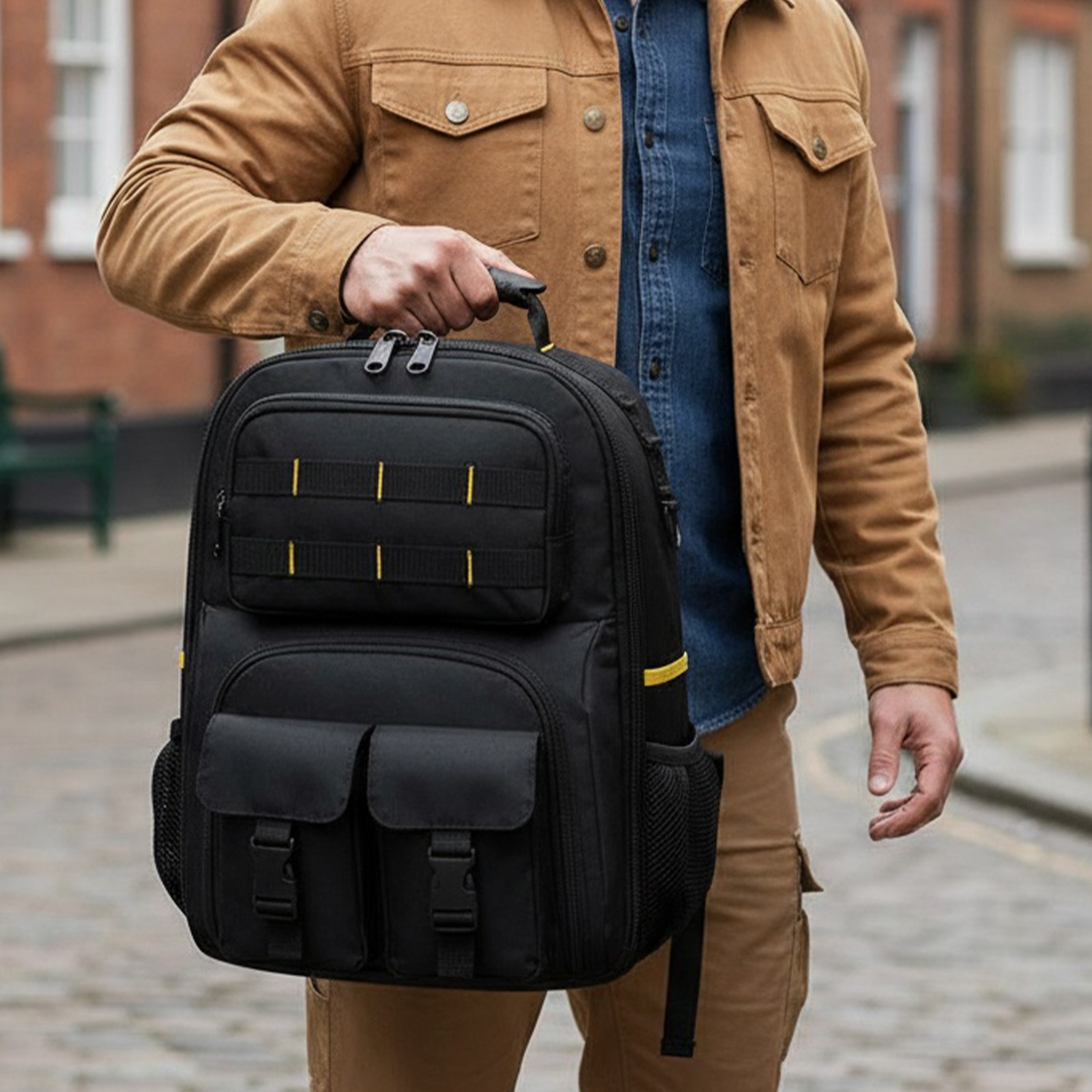 Heavy Duty Tool Backpack for Men Electrician HVAC Construction Bag w/ 59 Pockets