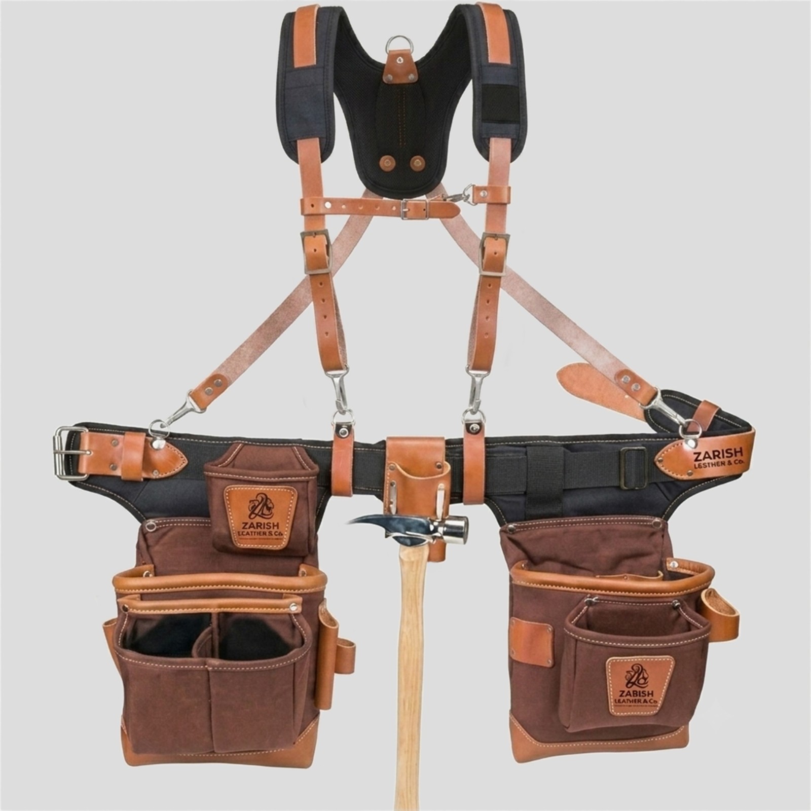 Leather And Waxed Canvas Tool Belt Men Framer Carpenter Electrician Leather Belt