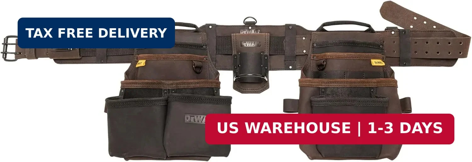 DEWALT Leather Tool Belt Organizer with 18 Pockets, Heavy Duty Construction (DWS