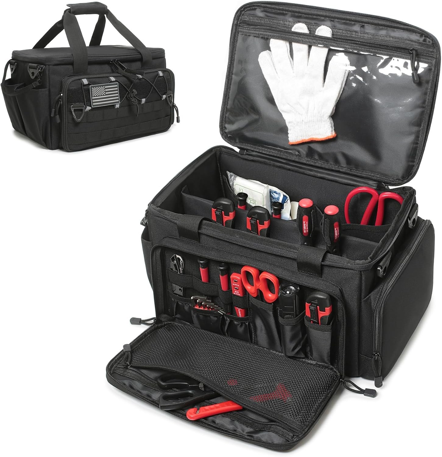 15 Inch Tool Bag with Shoulder Strap Multi Purpose Organizer Work Tote Black