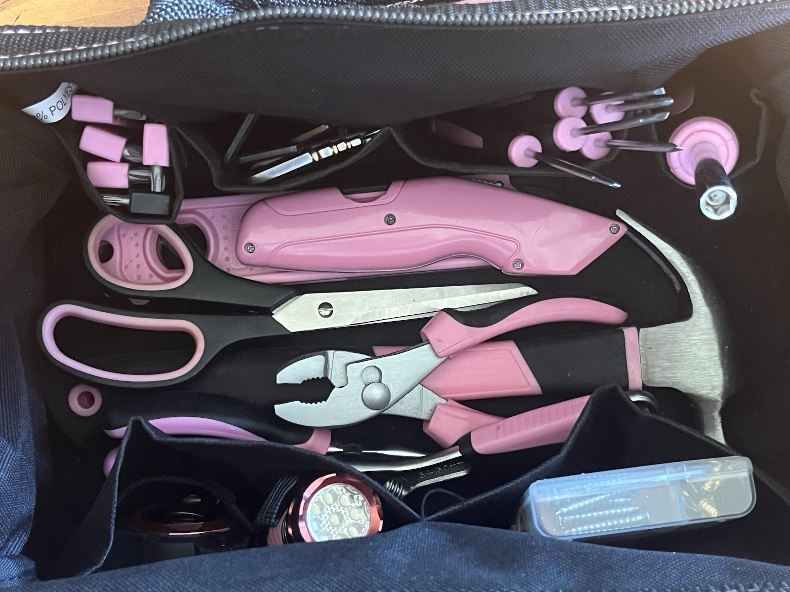 WORKPRO 13-in Tool Bag Pink Soft Cloth Wide Mouth With Tool Set Over 22 Pieces