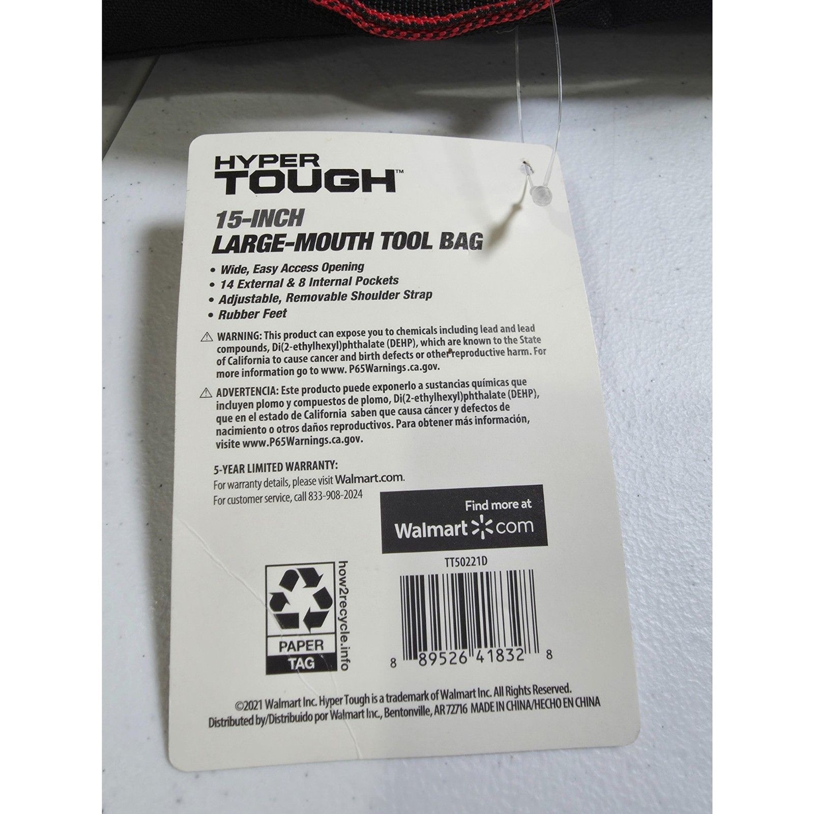 Hyper Tough 15″ Large Mouth Tool Bag New w/ Tags 22 Pockets Shoulder Strap