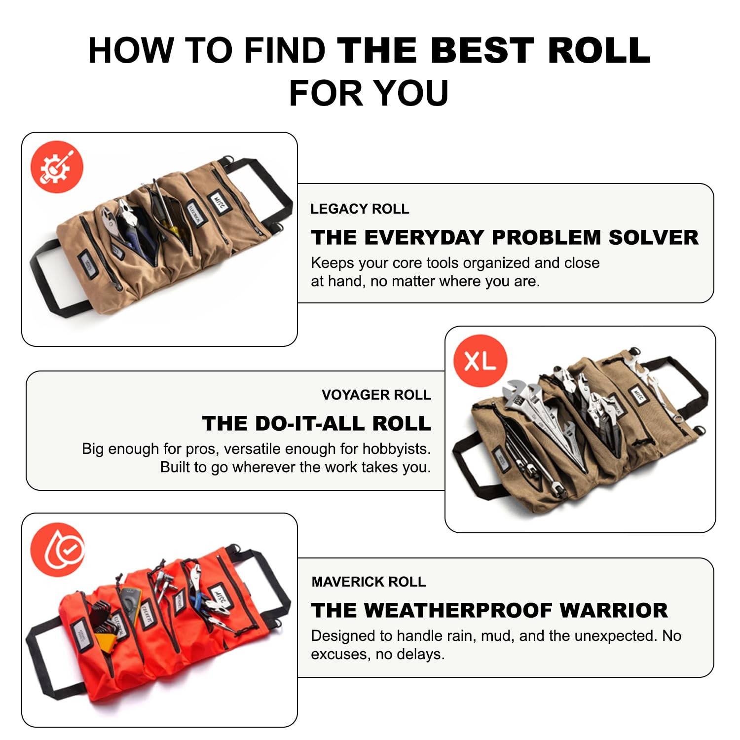 Official Legacy Tool Roll Bag – Easy to Carry 5-Pocket Roll Up Tool Bag –