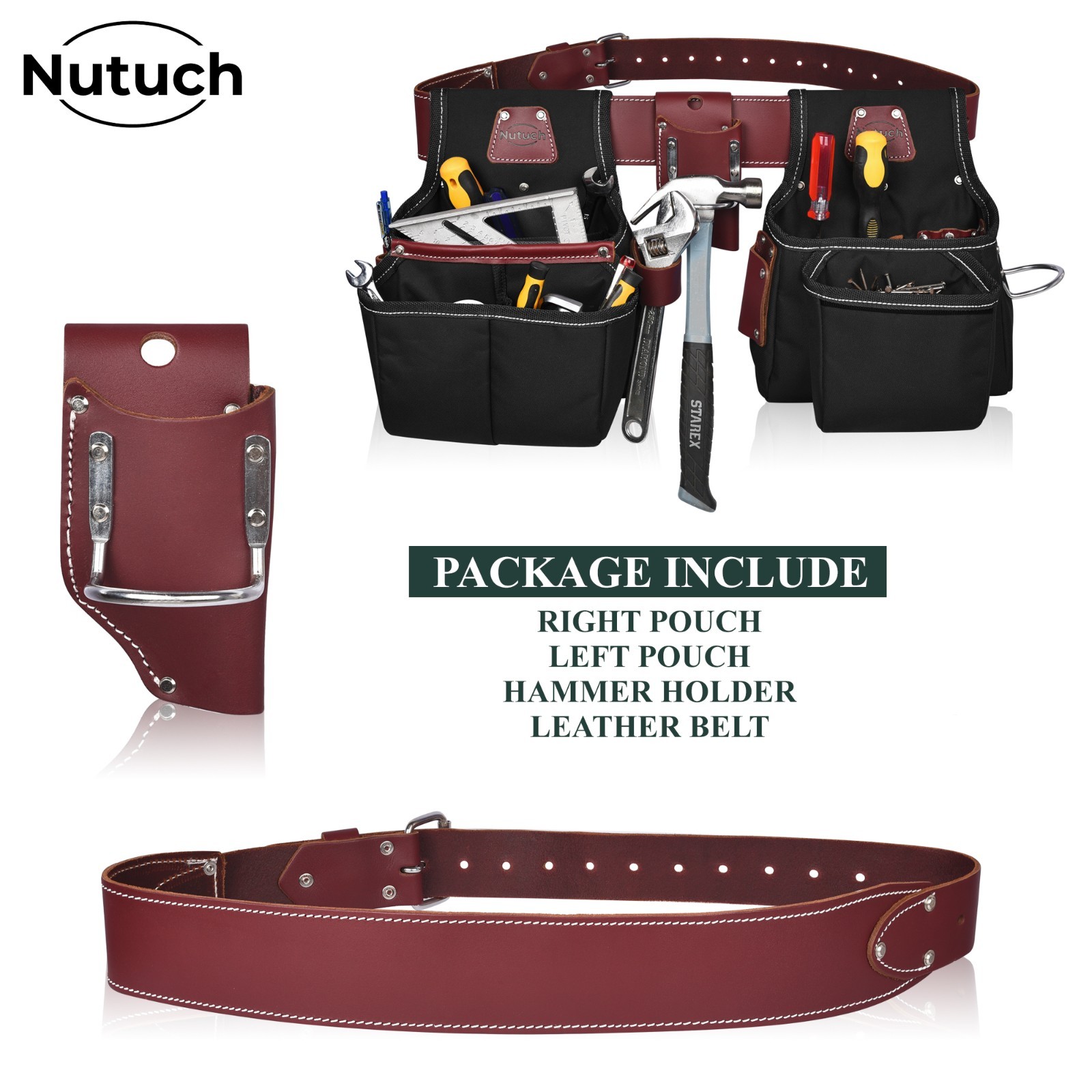 NUTUCH Nylon and Leather Tool Belt with Suspender | Electrician Tool Belts
