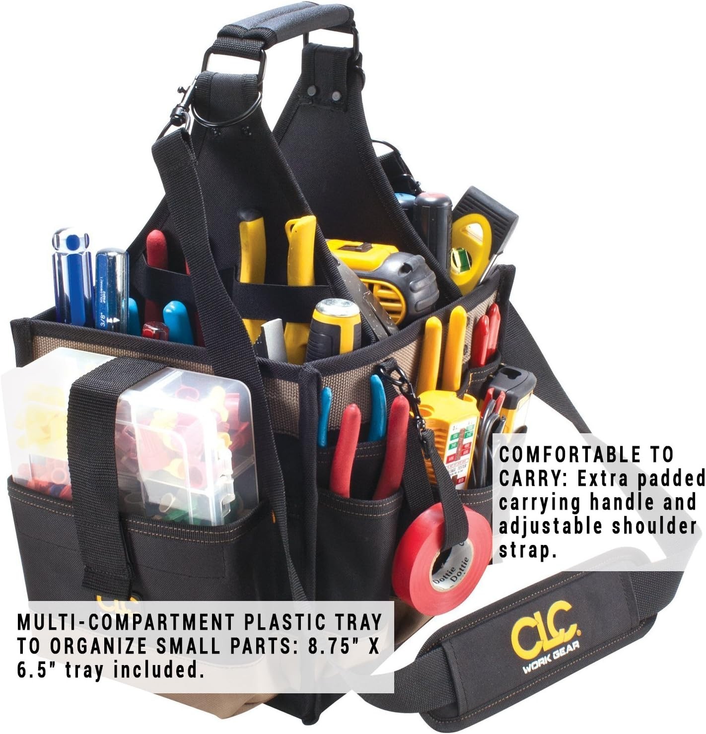 CLC 1528 Large Electrical and Maintenance Tool Carrier, Black