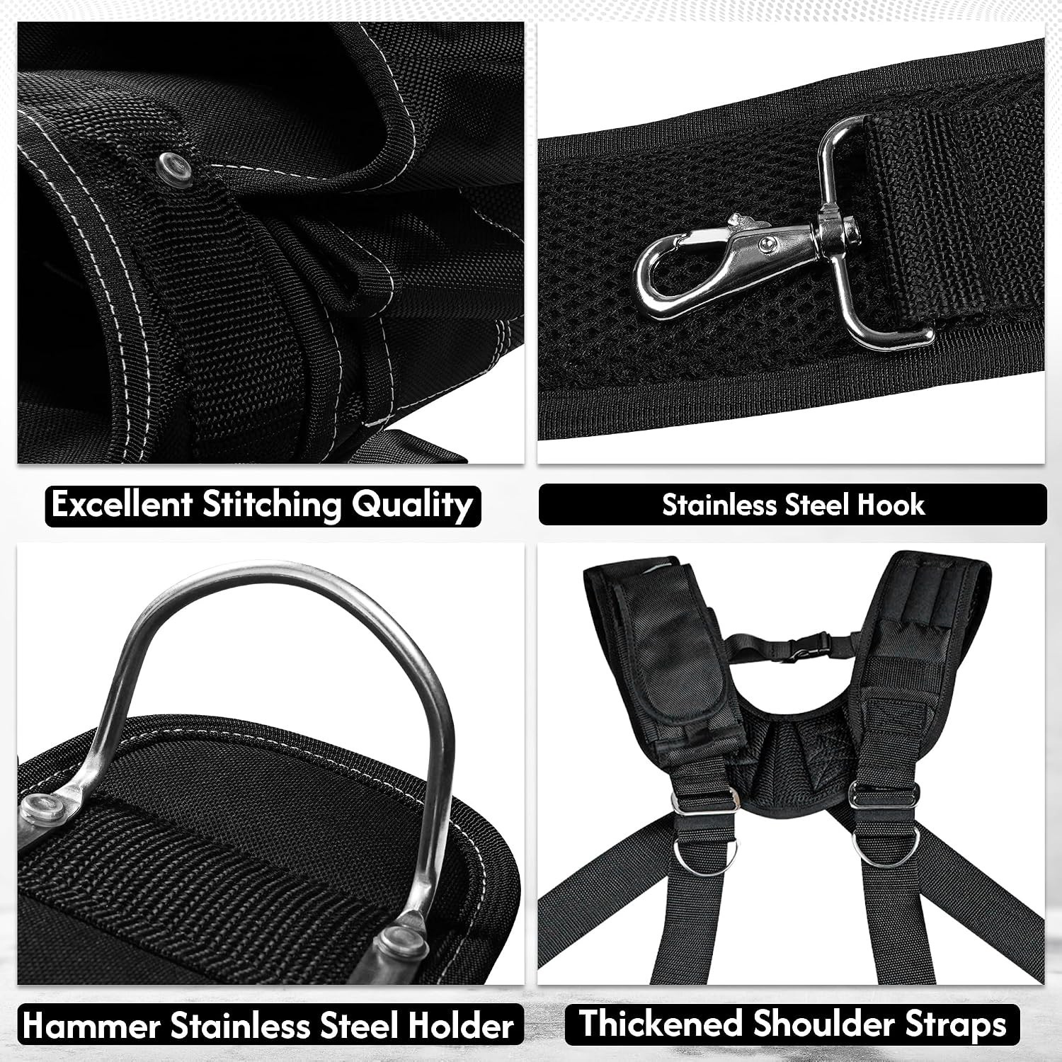 Leather & Nylon Tool Belt with 28 Pockets – Ideal for Professionals