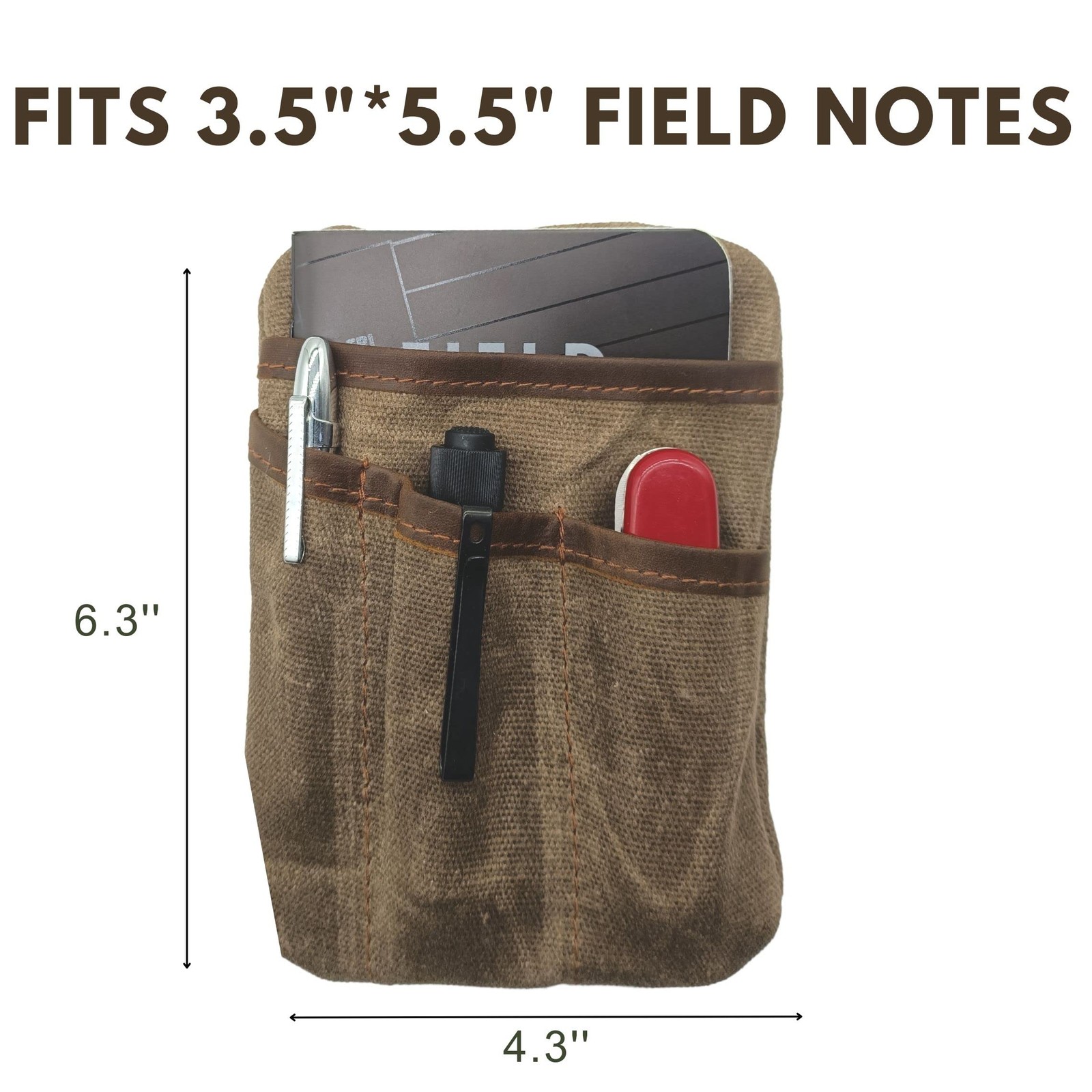 EDC Pouch 6 Pockets Protector Waxed Canvas and Leather Pocket Organizer Mini …