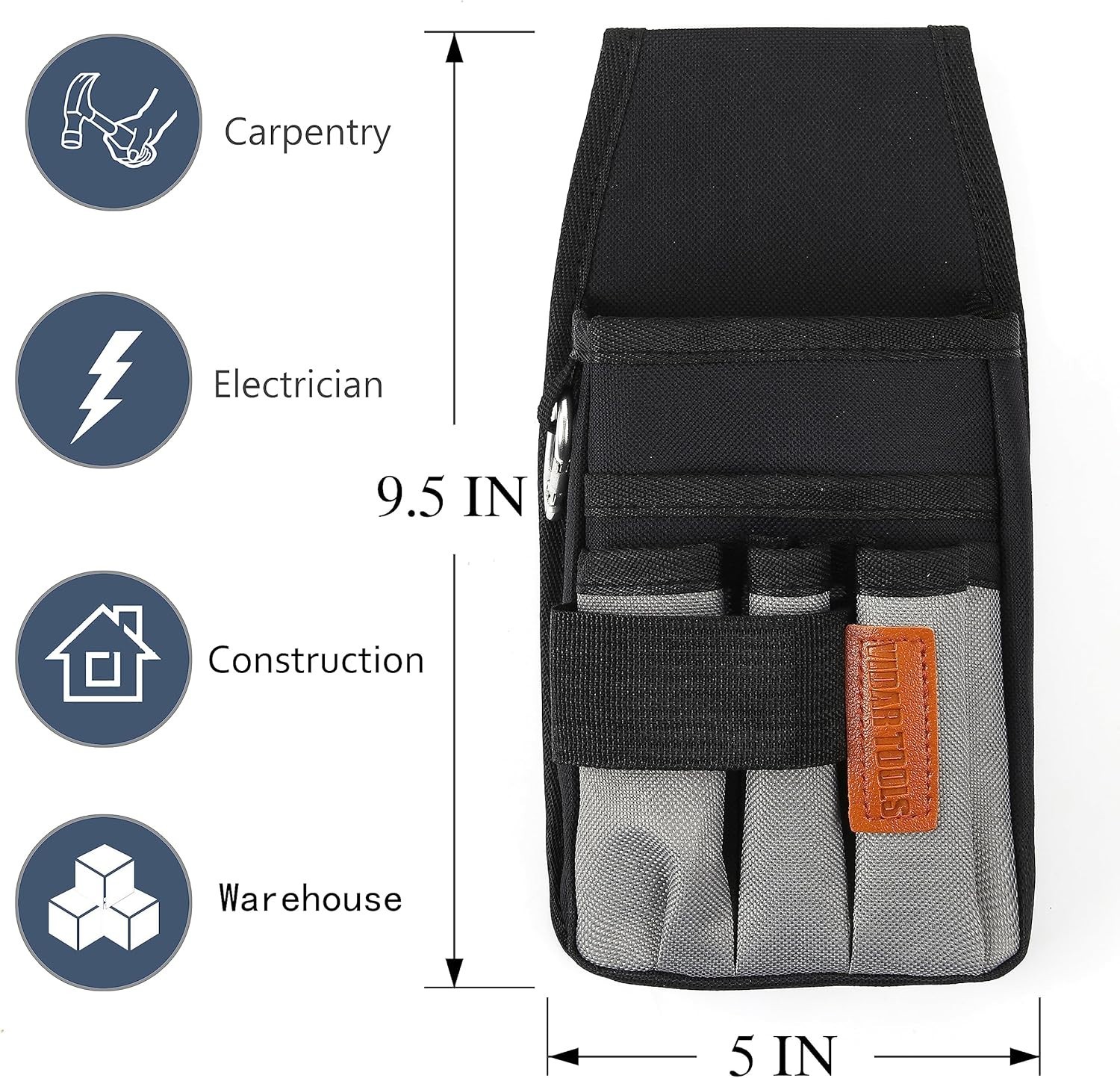 Small Tool Pouch with Belt Clip,Tool Belt Pouches,Electrician Tool Pouch.Mini…