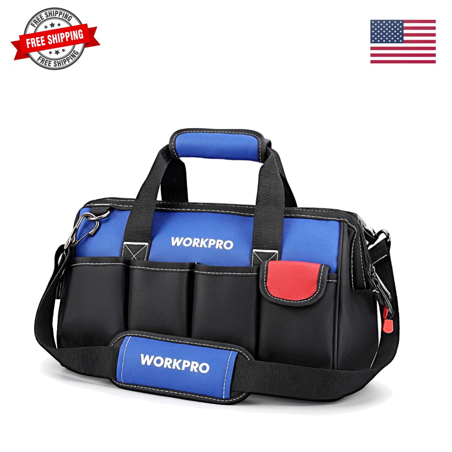 14-inch Tool Bag, Multi-pocket Tool Organizer with Adjustable Shoulder Strap