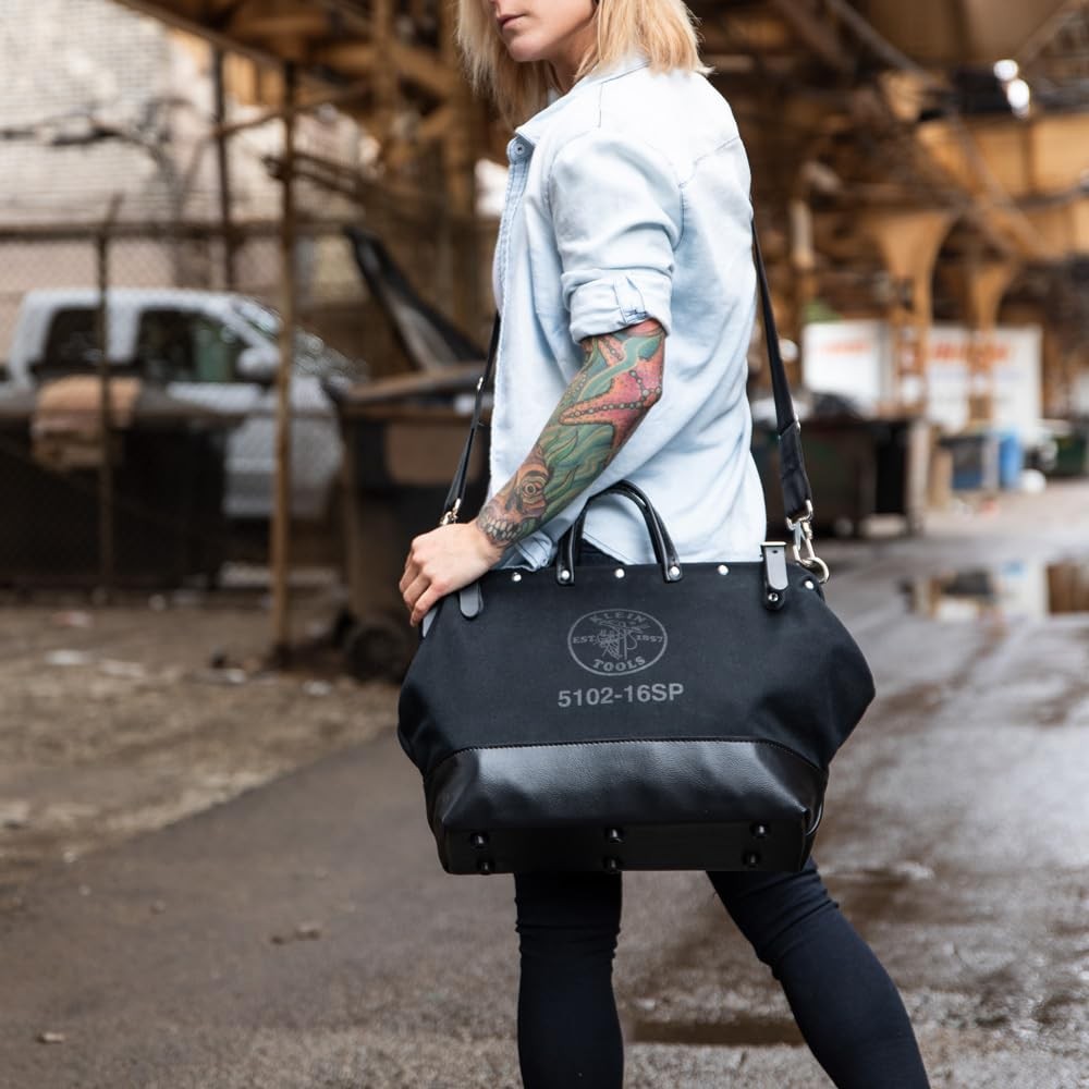 Klein Tools 18 Inch Black Portable Tool Box Heavy Duty Canvas Tote Bag