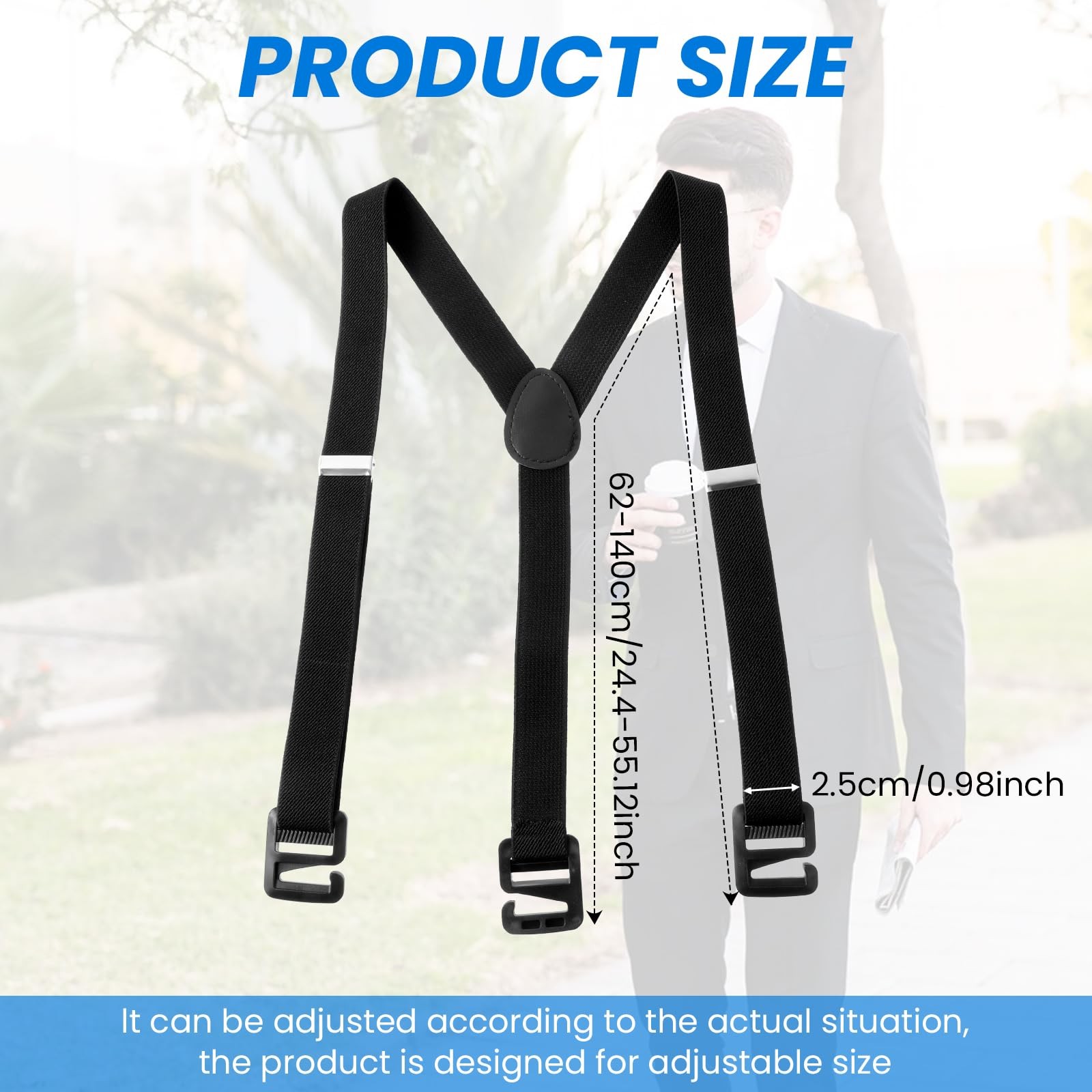 Tyqour Big and Tall Suspenders – Black for Men’s One Size,
